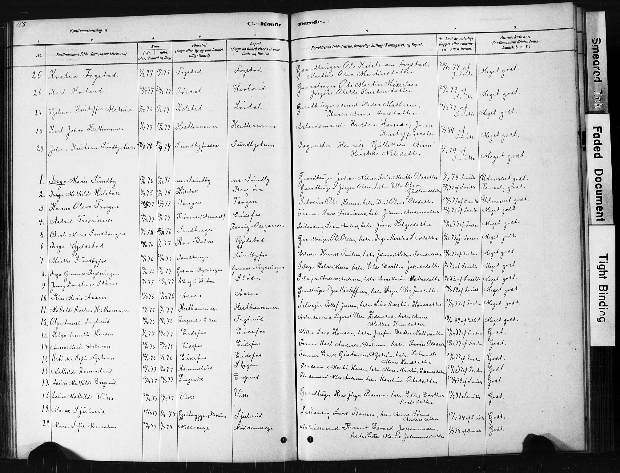 Hof kirkebøker, AV/SAKO-A-64/G/Ga/L0004: Parish register (copy) no. I 4, 1878-1930, p. 158