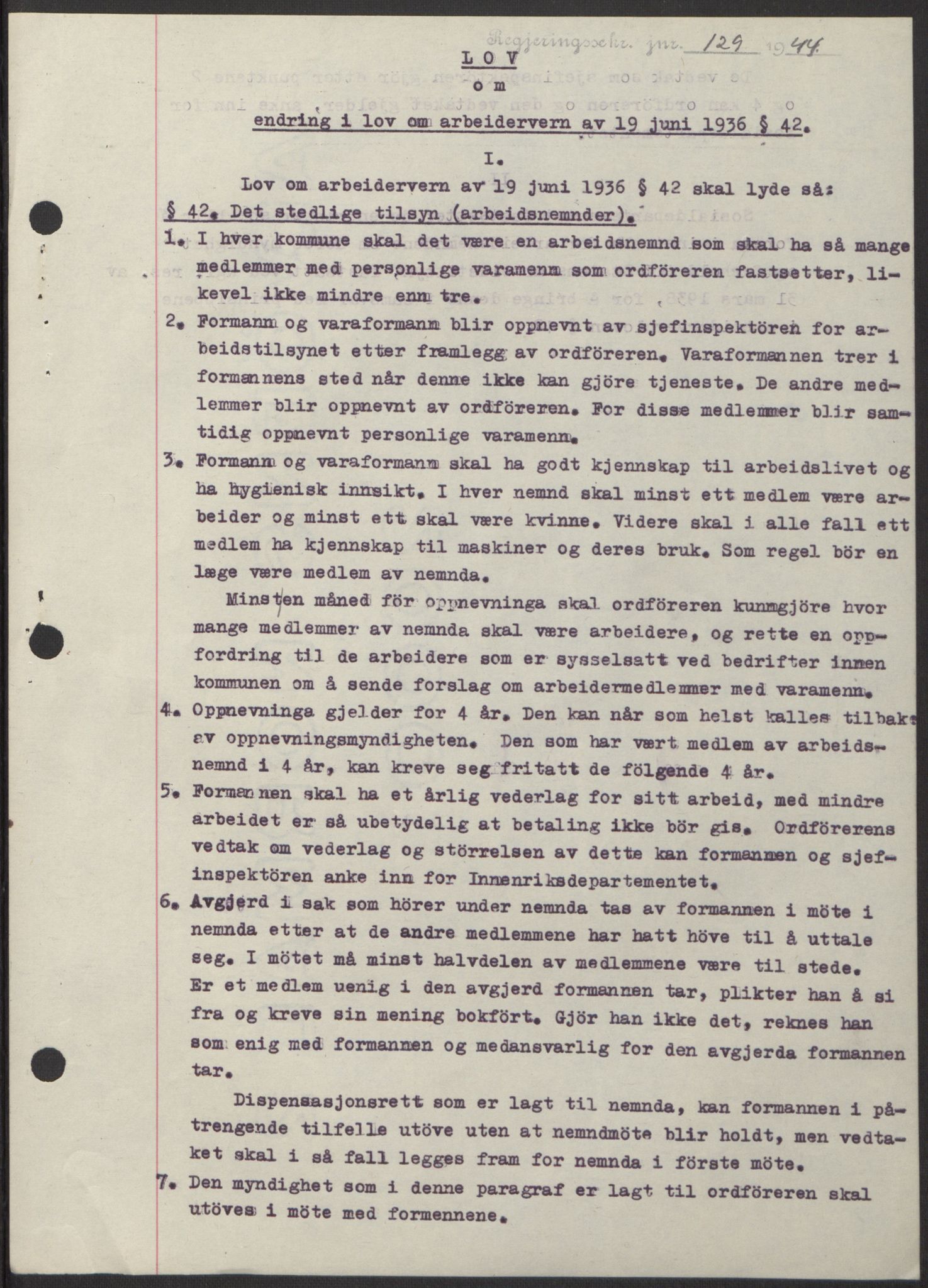 NS-administrasjonen 1940-1945 (Statsrådsekretariatet, de kommisariske statsråder mm), AV/RA-S-4279/D/Db/L0100: Lover, 1944, p. 253