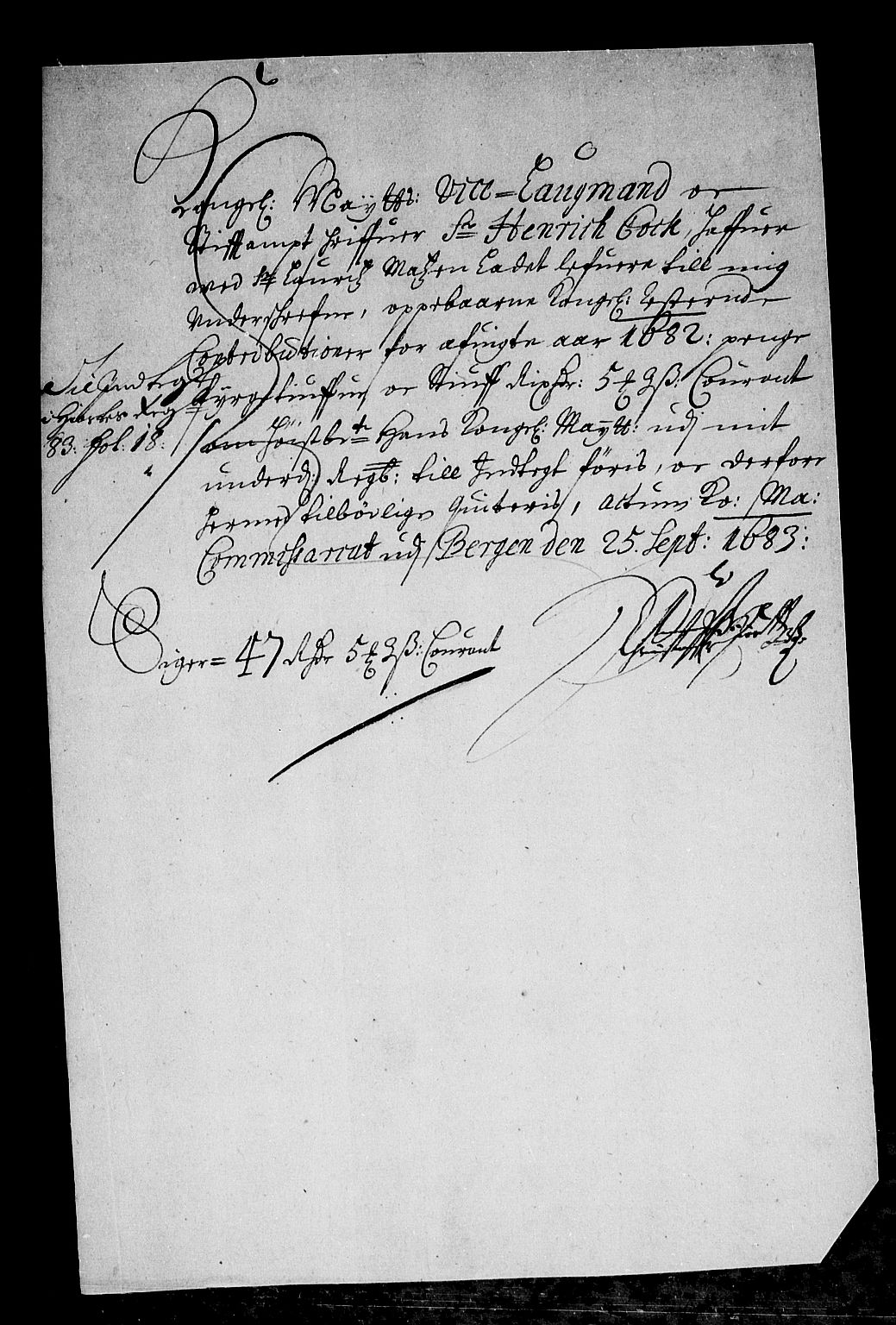 Rentekammeret inntil 1814, Reviderte regnskaper, Stiftamtstueregnskaper, Bergen stiftamt, AV/RA-EA-6043/R/Rc/L0071: Bergen stiftamt, 1683