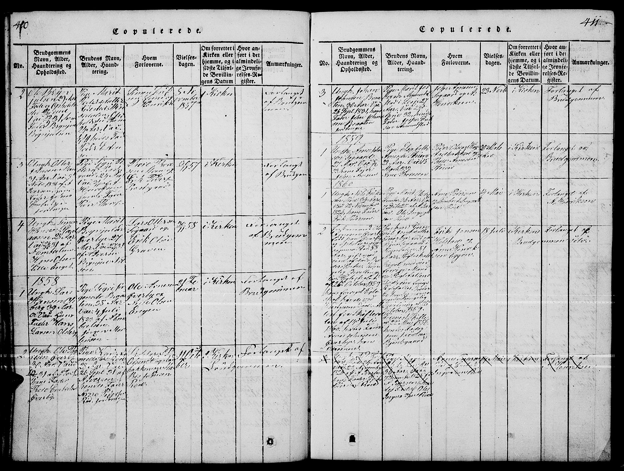 Tynset prestekontor, SAH/PREST-058/H/Ha/Hab/L0004: Parish register (copy) no. 4, 1814-1879, p. 410-411