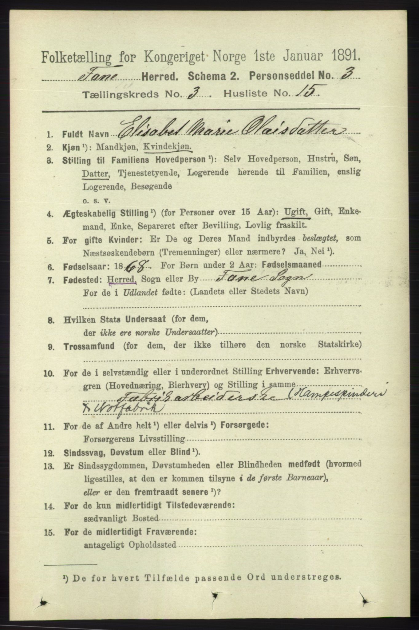 RA, 1891 census for 1249 Fana, 1891, p. 983