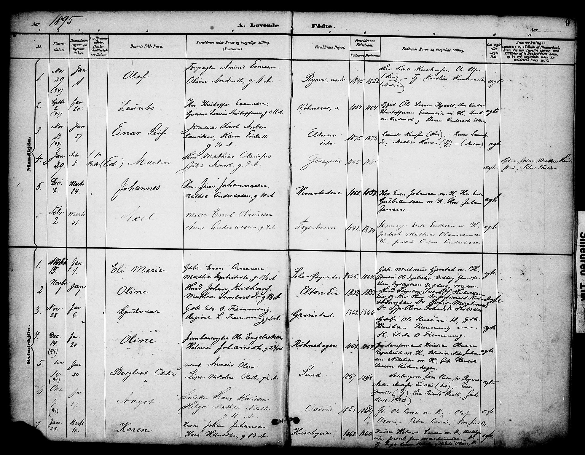 Stange prestekontor, AV/SAH-PREST-002/K/L0020: Parish register (official) no. 20, 1894-1905, p. 9