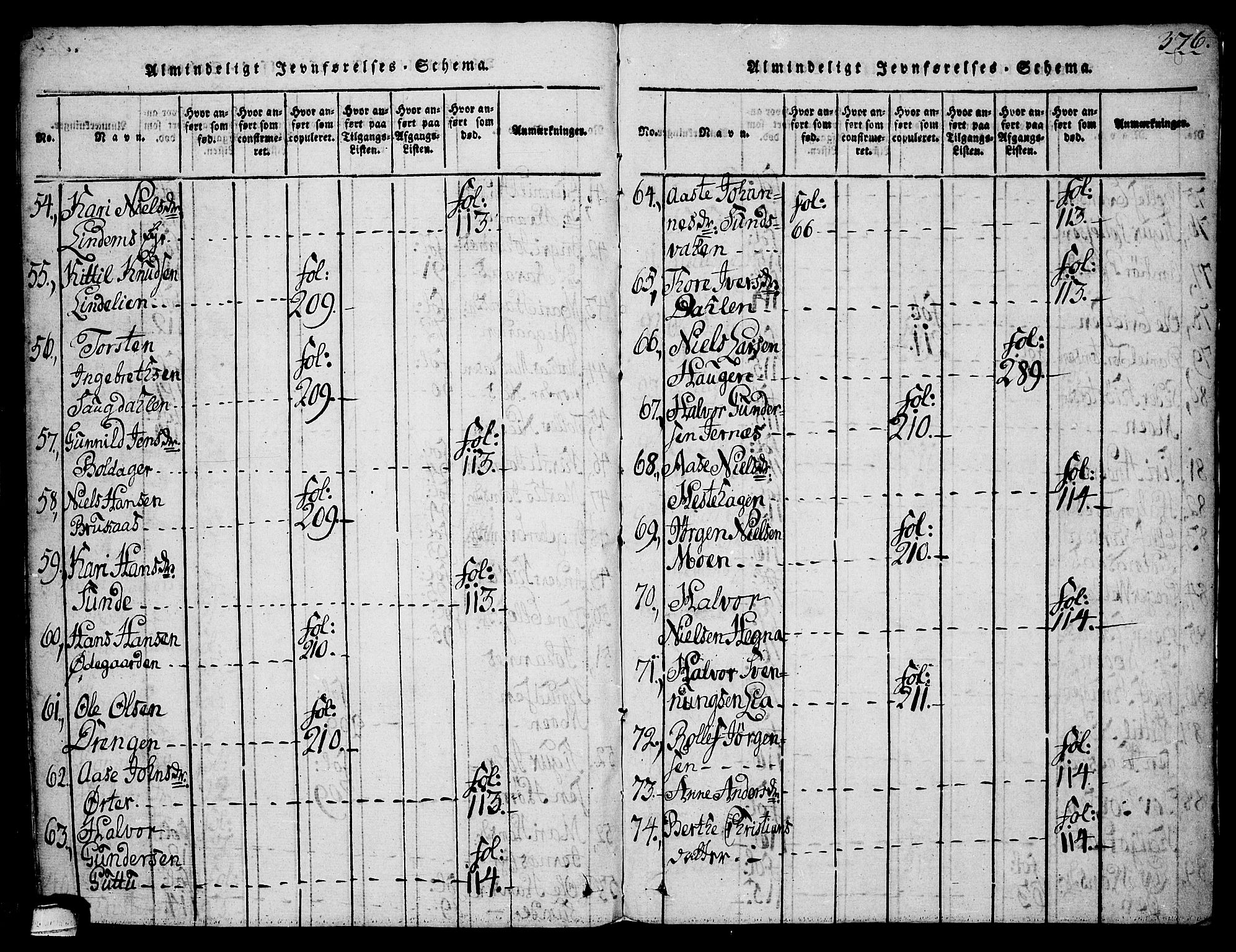 Sauherad kirkebøker, AV/SAKO-A-298/G/Ga/L0001: Parish register (copy) no. I 1, 1815-1827, p. 376