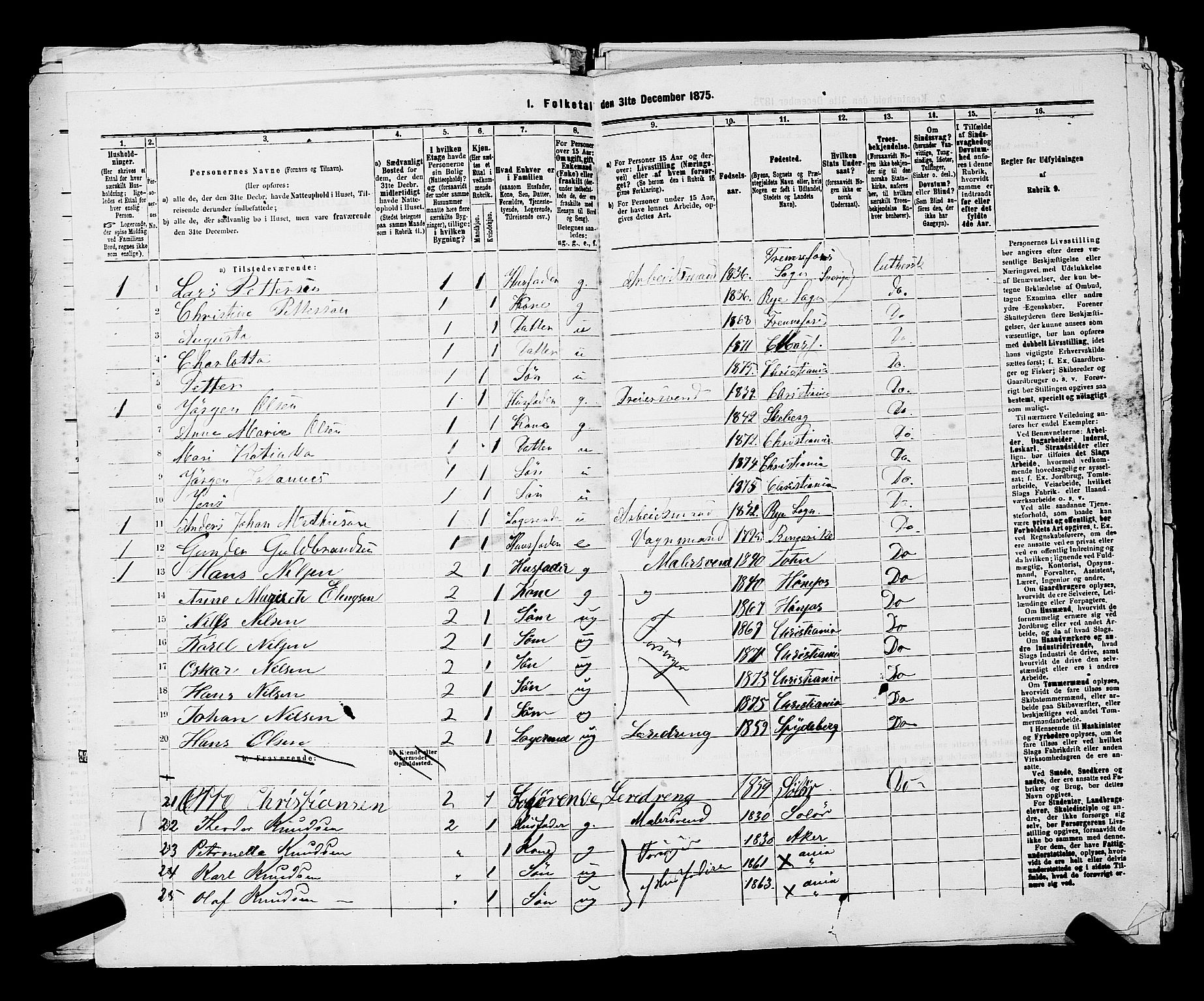 RA, 1875 census for 0301 Kristiania, 1875, p. 3997