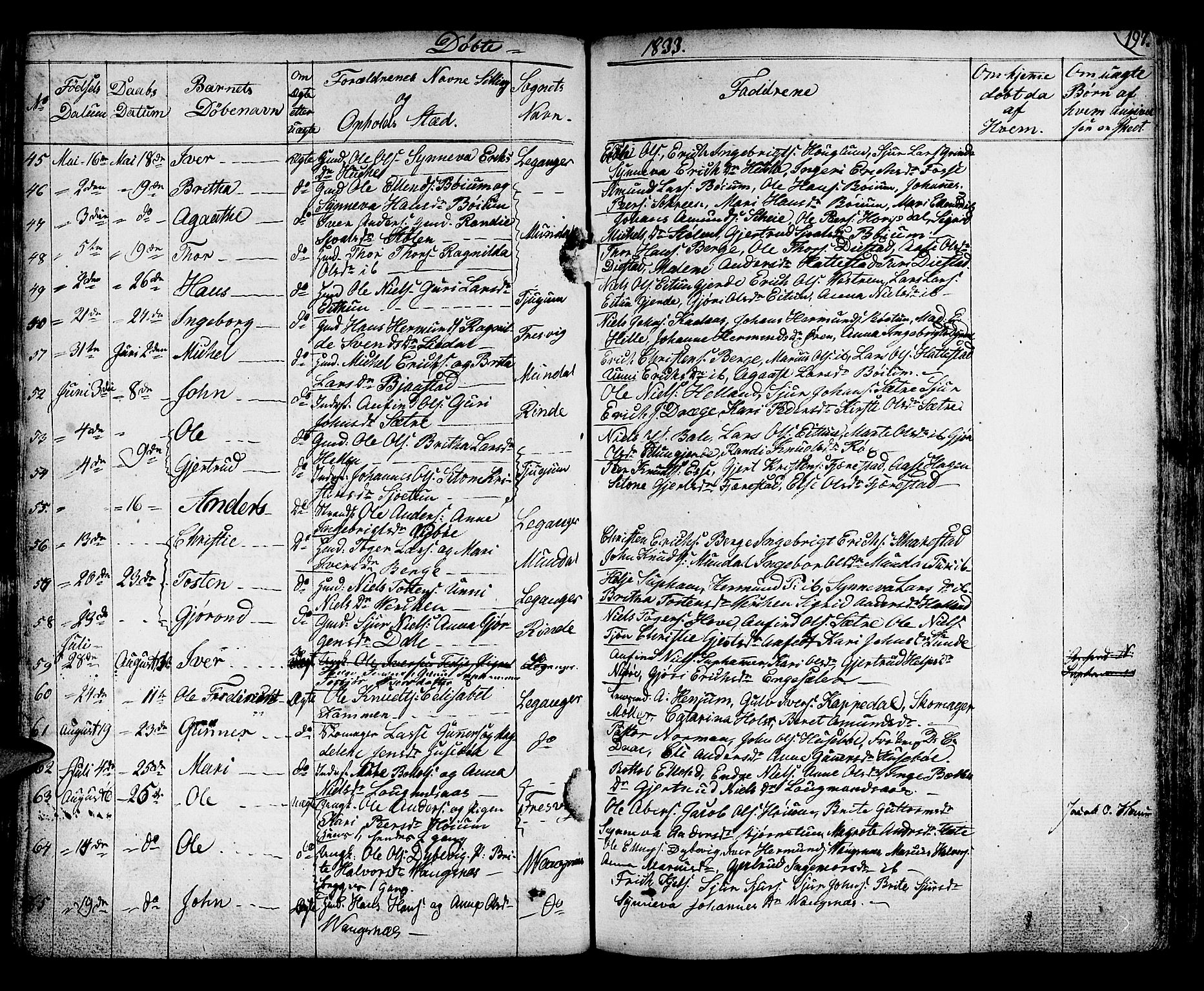 Leikanger sokneprestembete, AV/SAB-A-81001/H/Haa/Haaa/L0006: Parish register (official) no. A 6, 1810-1838, p. 197