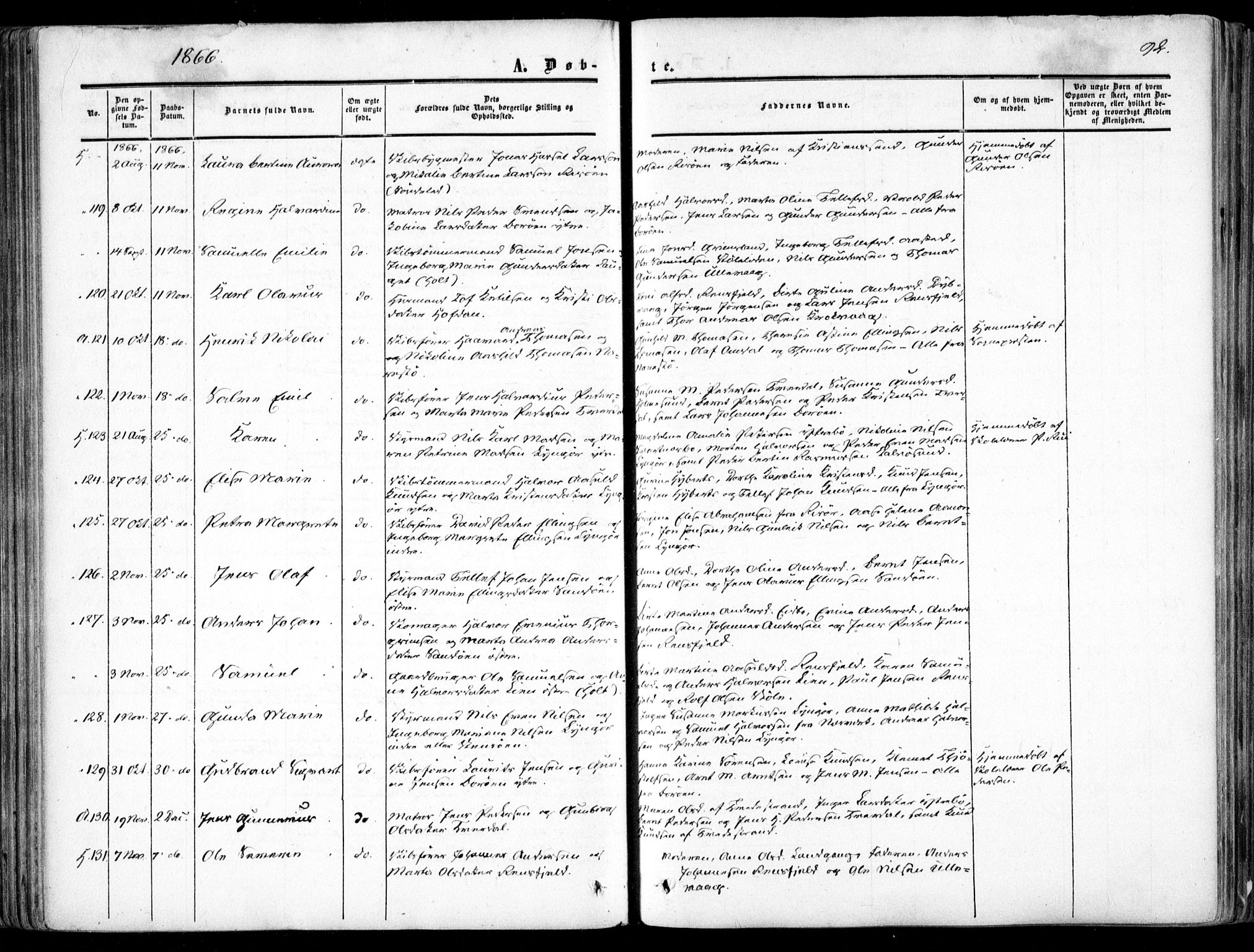 Dypvåg sokneprestkontor, SAK/1111-0007/F/Fa/Faa/L0006: Parish register (official) no. A 6, 1855-1872, p. 92