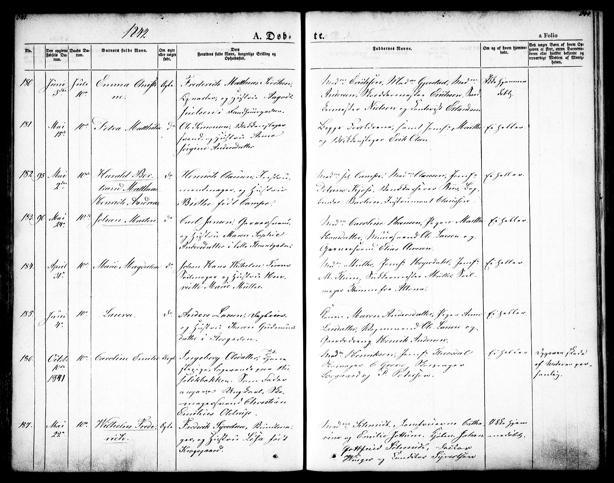 Oslo domkirke Kirkebøker, SAO/A-10752/F/Fa/L0012: Parish register (official) no. 12, 1837-1845, p. 343-344