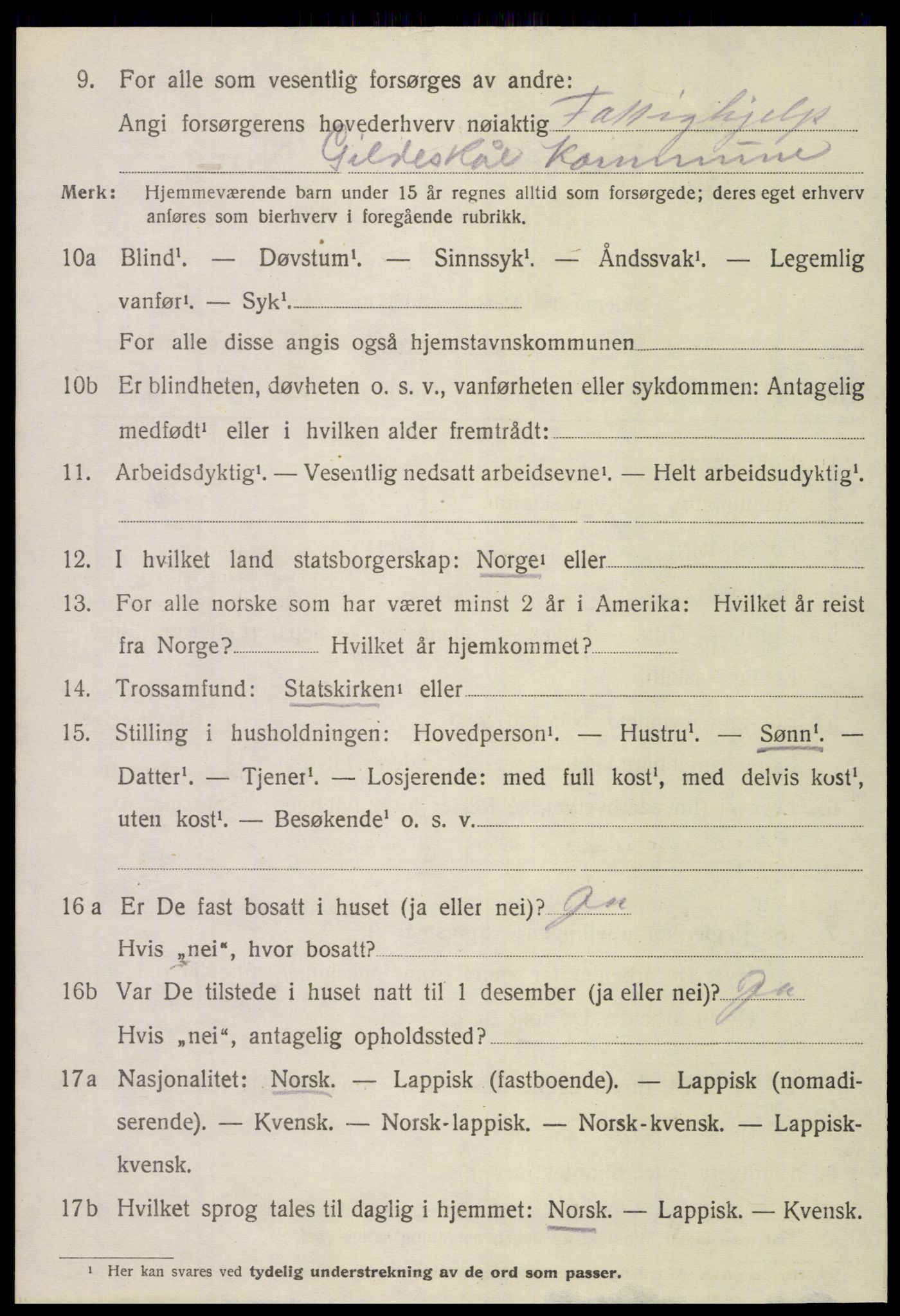 SAT, 1920 census for Gildeskål, 1920, p. 10175