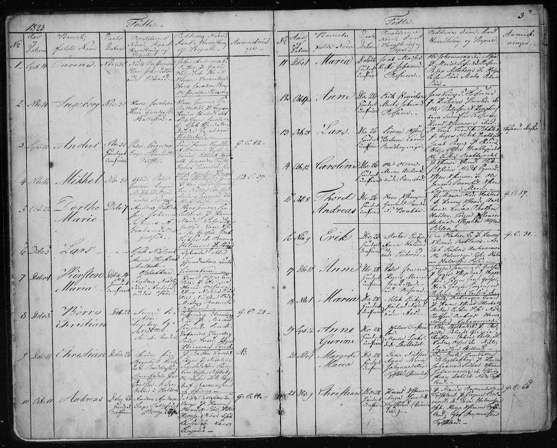 Gjerpen kirkebøker, AV/SAKO-A-265/F/Fa/L0005: Parish register (official) no. I 5, 1823-1829, p. 3