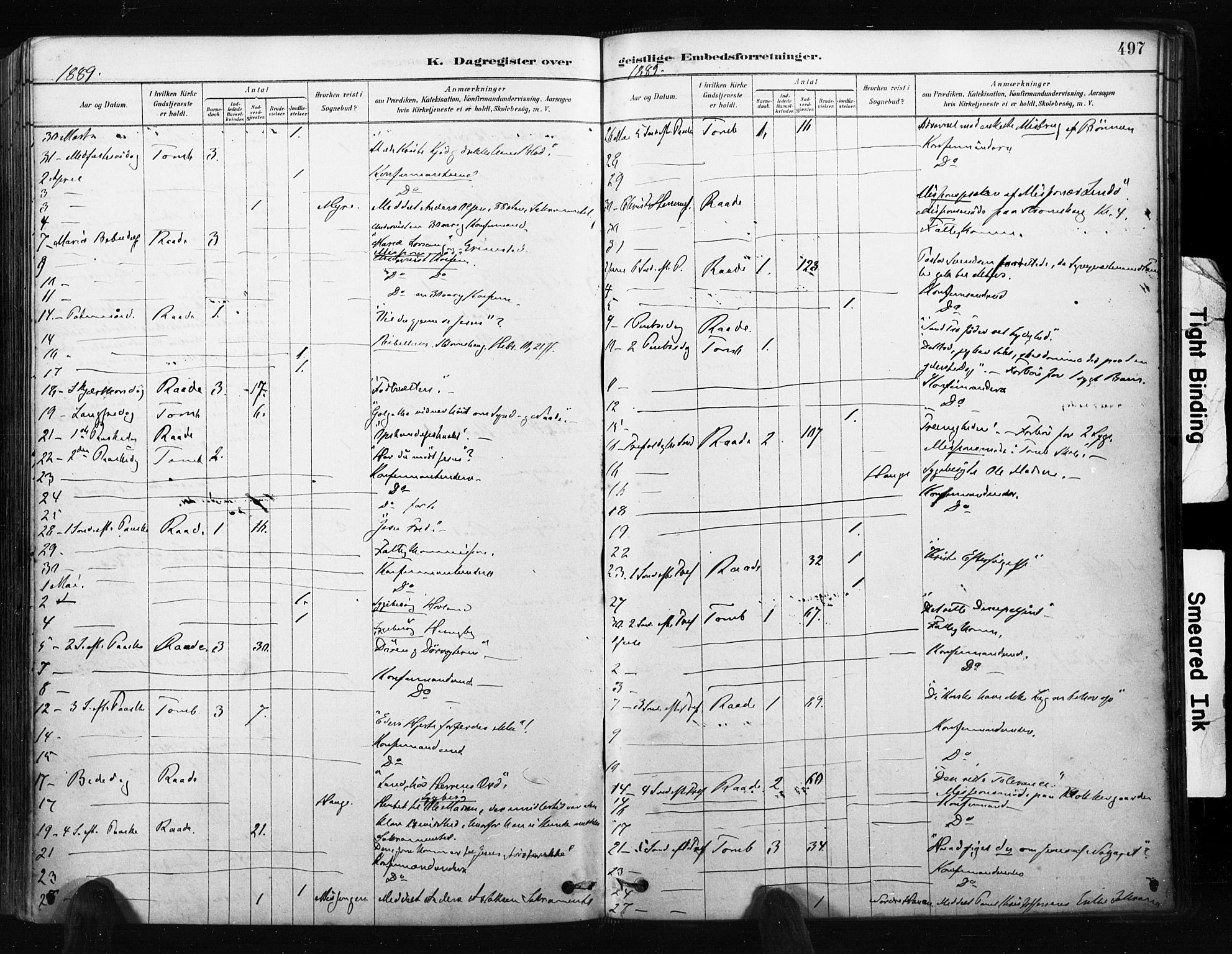 Råde prestekontor kirkebøker, AV/SAO-A-2009/F/Fa/L0007: Parish register (official) no. 7, 1878-1902, p. 497