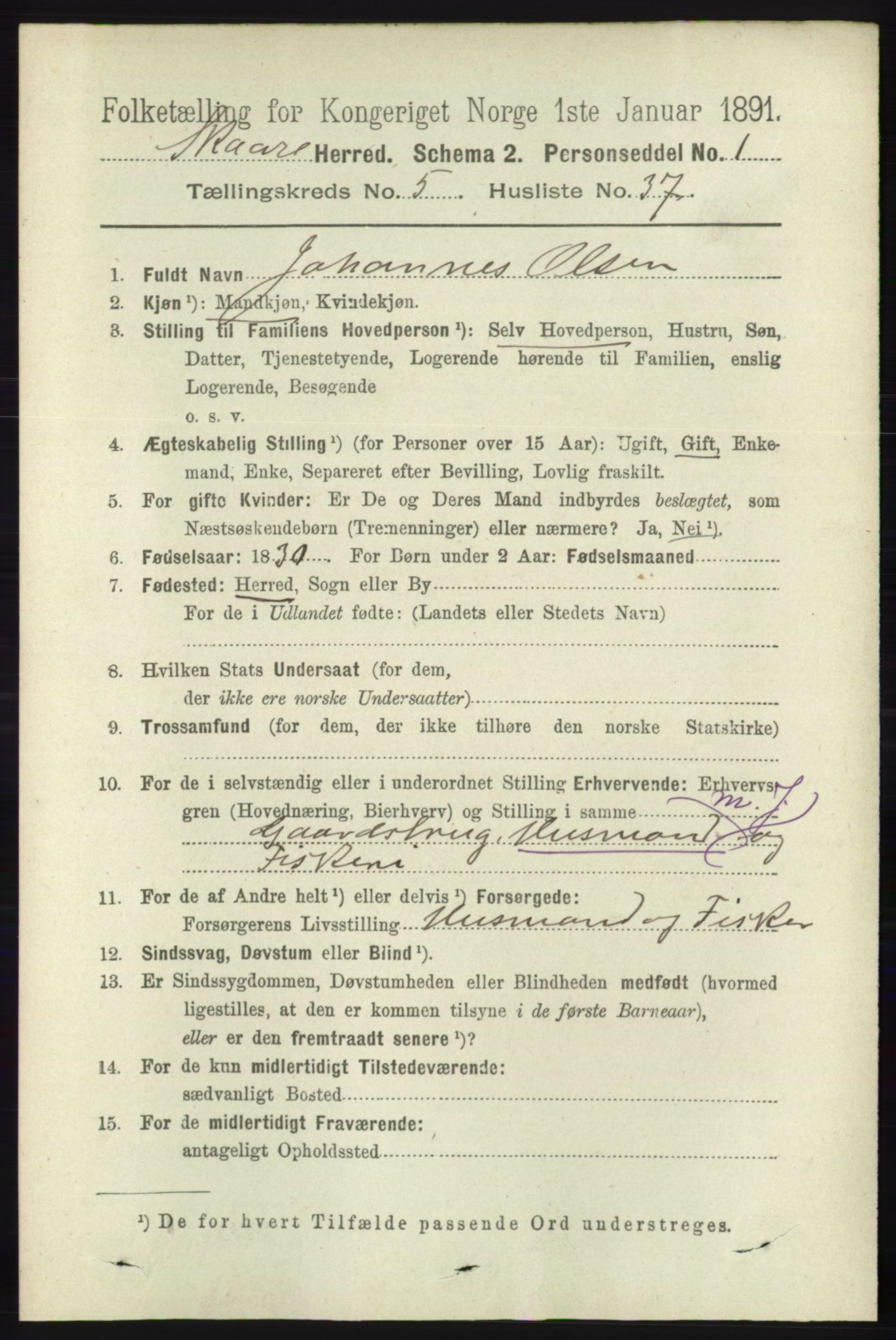 RA, 1891 census for 1153 Skåre, 1891, p. 2361