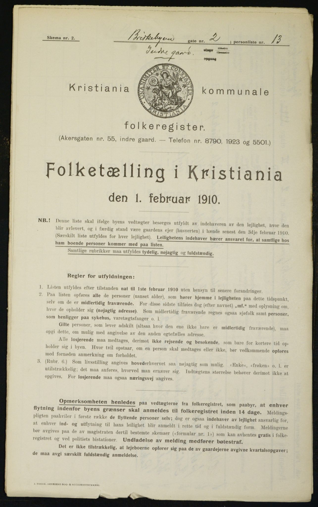 OBA, Municipal Census 1910 for Kristiania, 1910, p. 8825