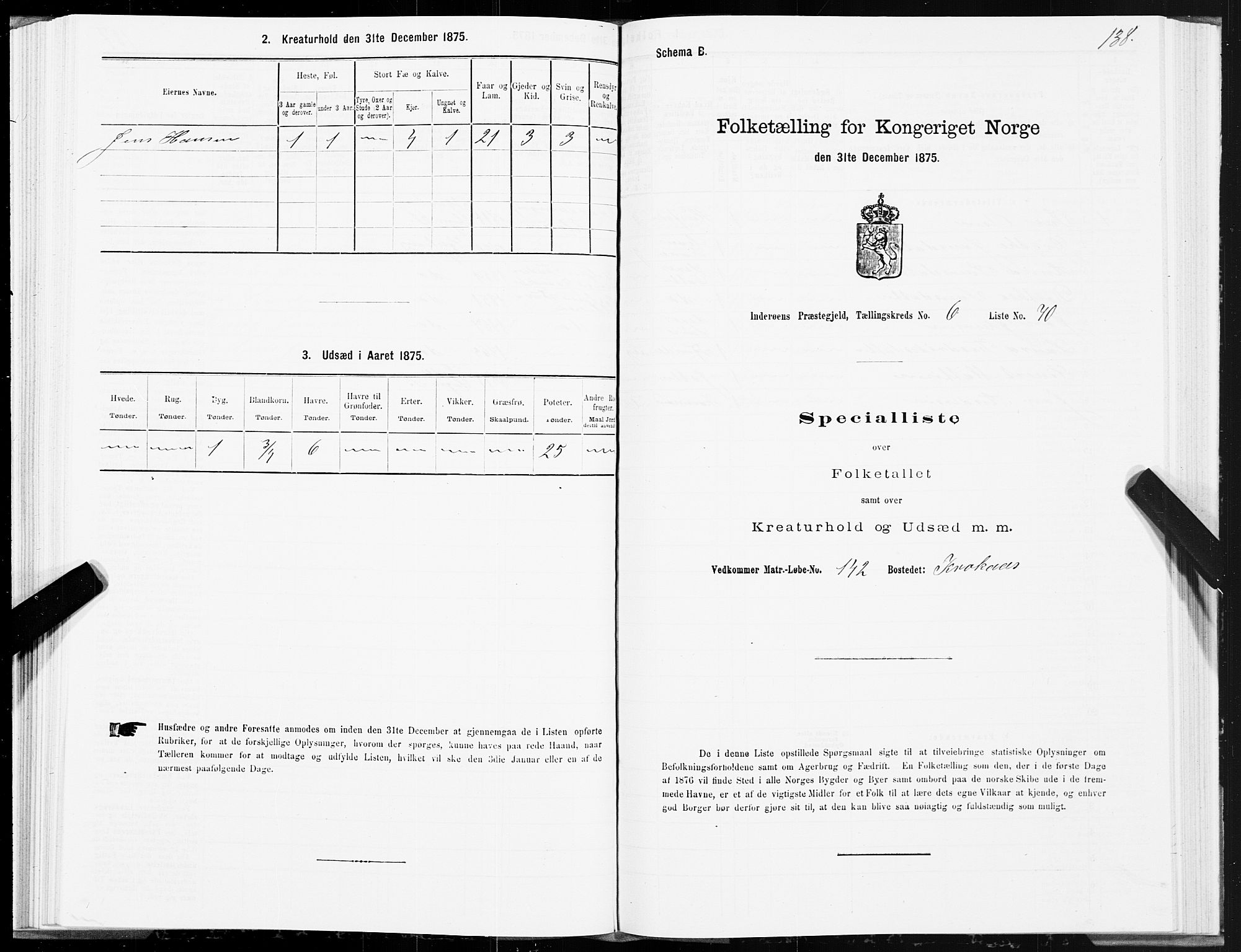 SAT, 1875 census for 1729P Inderøy, 1875, p. 4138