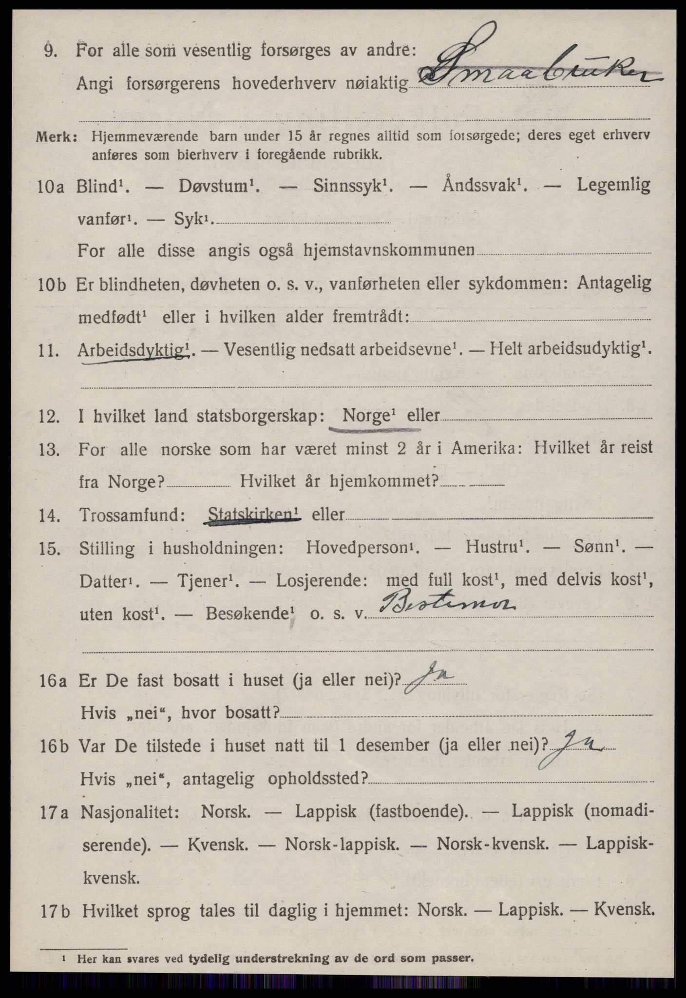 SAT, 1920 census for Oppdal, 1920, p. 9324