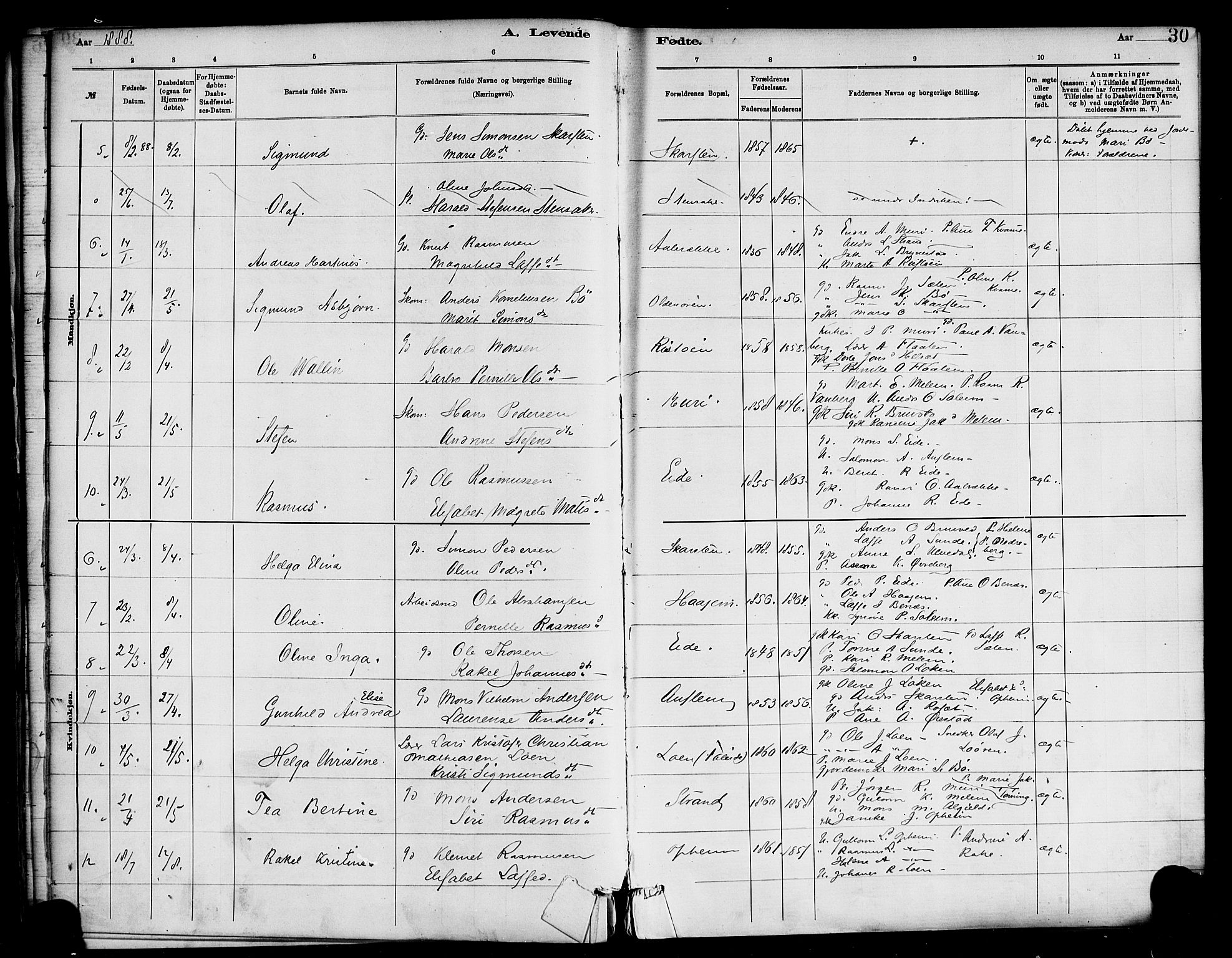 Innvik sokneprestembete, AV/SAB-A-80501: Parish register (official) no. C 1, 1879-1900, p. 30