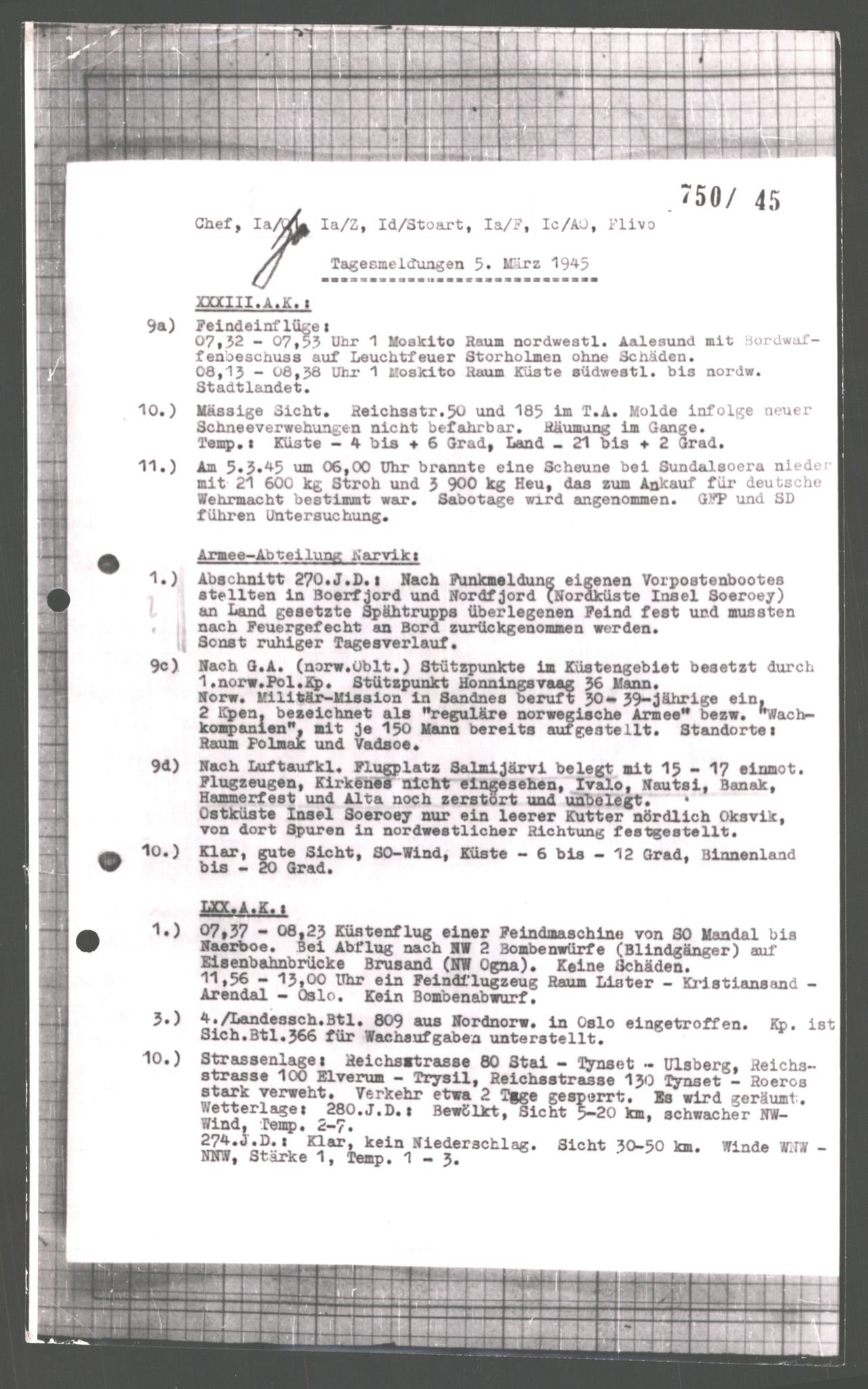 Forsvarets Overkommando. 2 kontor. Arkiv 11.4. Spredte tyske arkivsaker, AV/RA-RAFA-7031/D/Dar/Dara/L0008: Krigsdagbøker for 20. Gebirgs-Armee-Oberkommando (AOK 20), 1945, p. 92