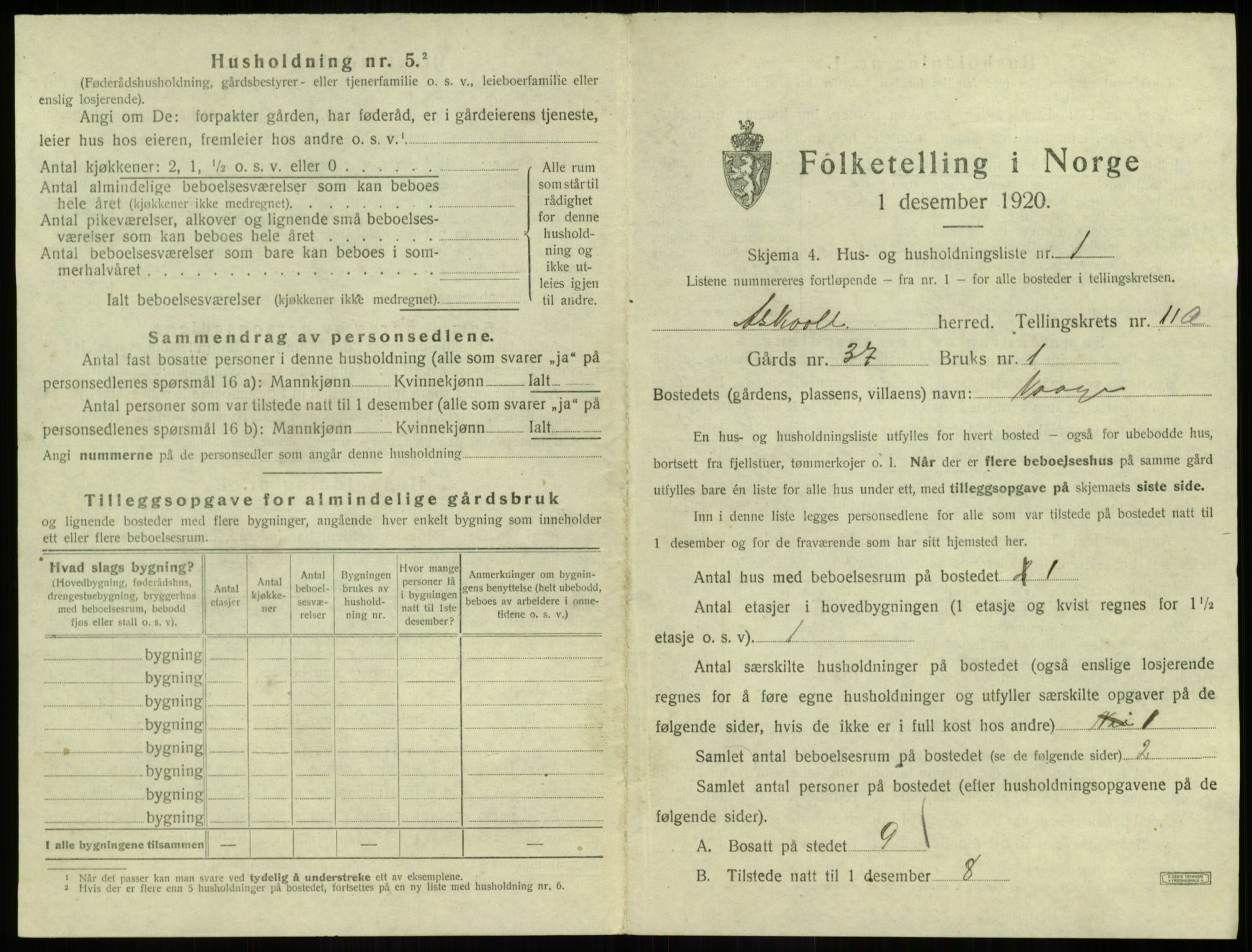 SAB, 1920 census for Askvoll, 1920, p. 554