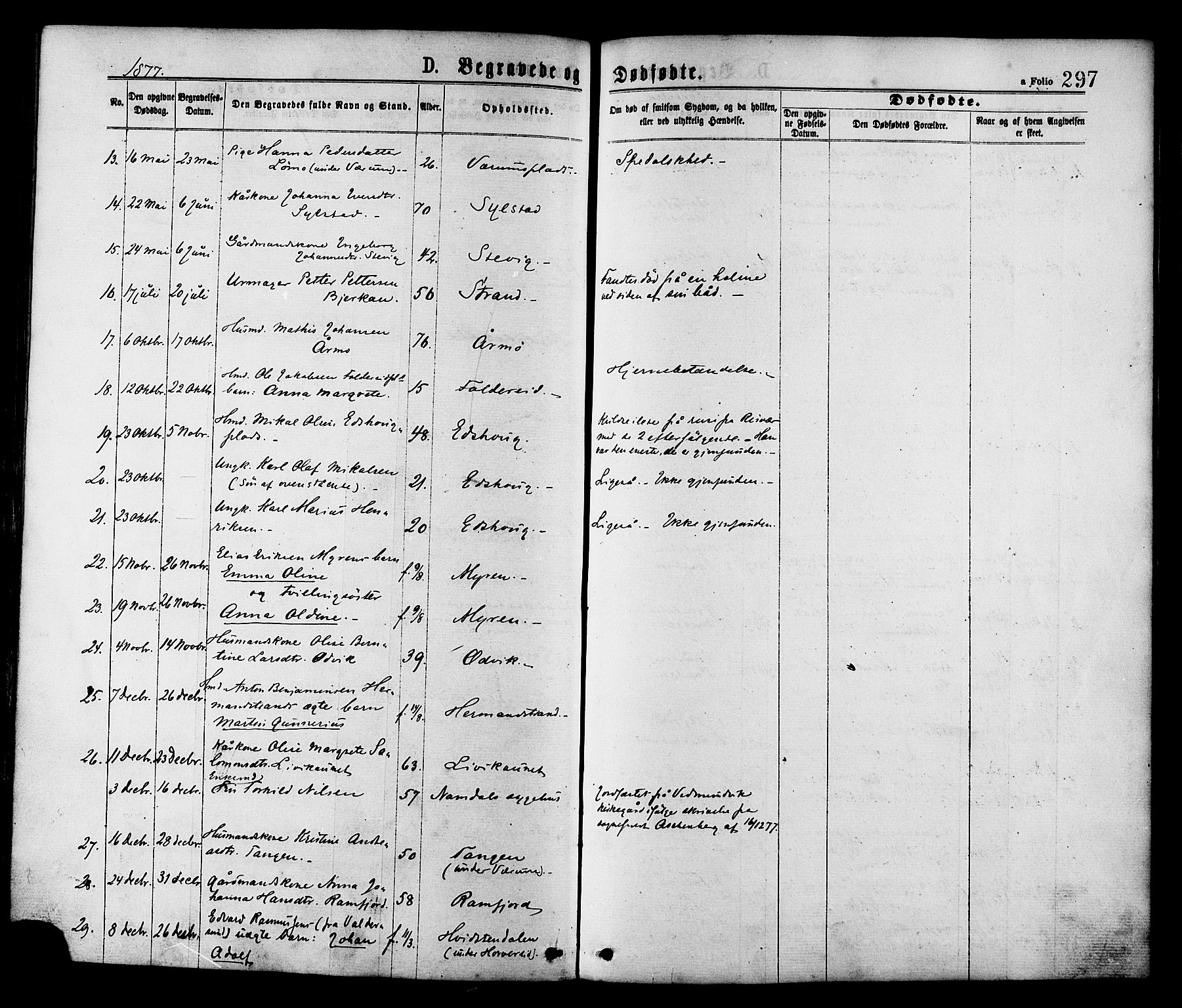 Ministerialprotokoller, klokkerbøker og fødselsregistre - Nord-Trøndelag, AV/SAT-A-1458/780/L0642: Parish register (official) no. 780A07 /1, 1874-1885, p. 297