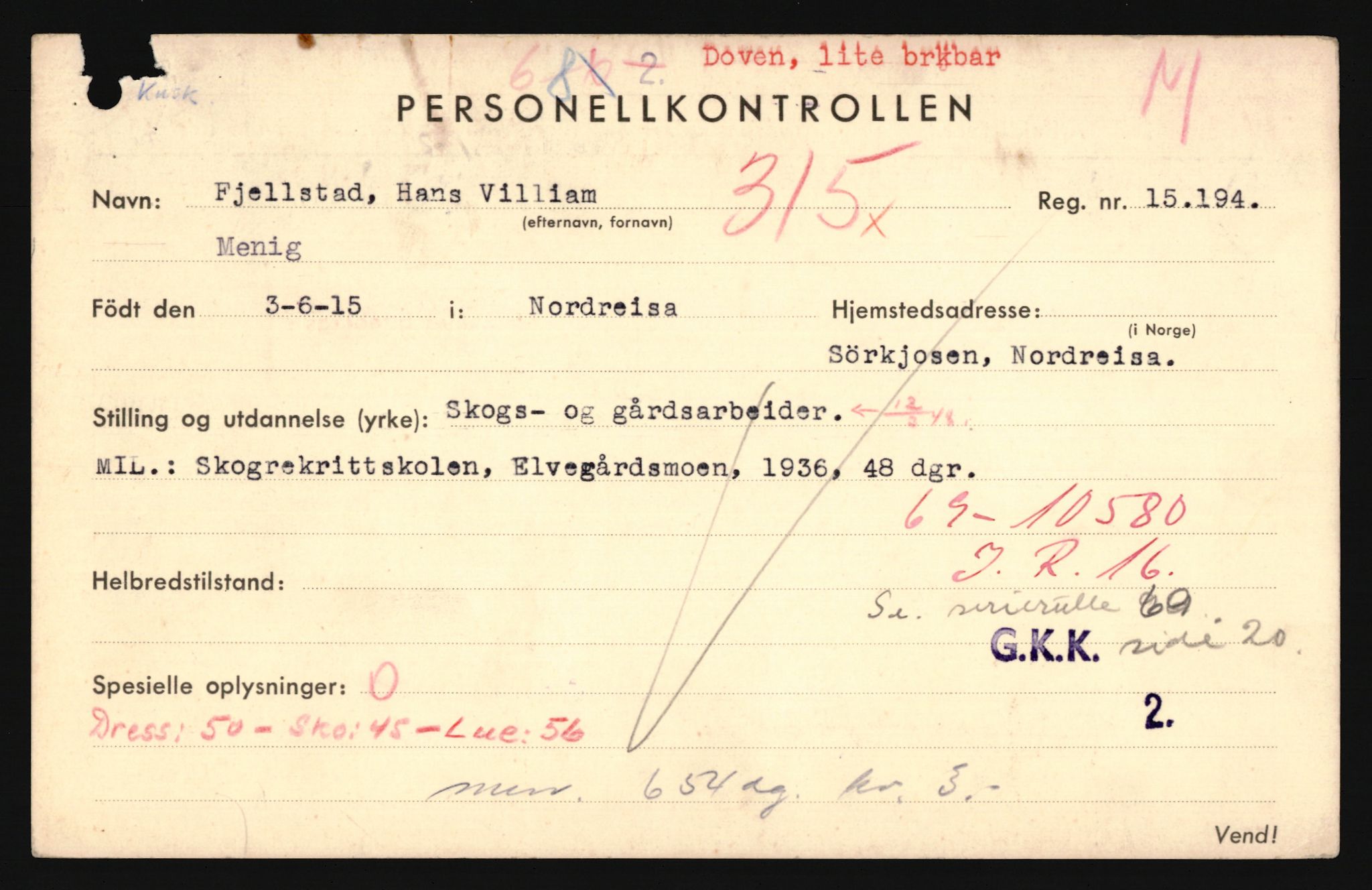 Forsvaret, Troms infanteriregiment nr. 16, AV/RA-RAFA-3146/P/Pa/L0020: Rulleblad for regimentets menige mannskaper, årsklasse 1936, 1936, p. 241