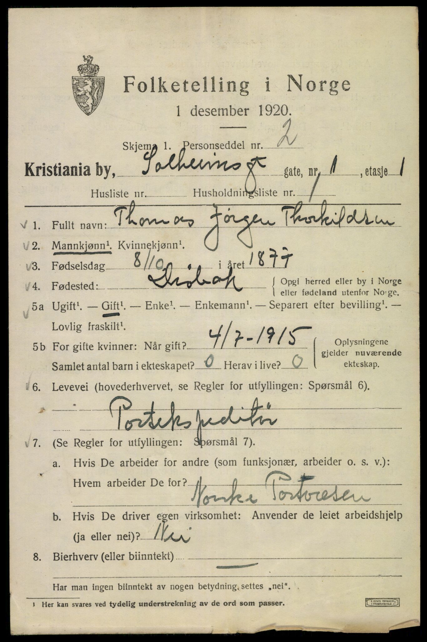 SAO, 1920 census for Kristiania, 1920, p. 527351