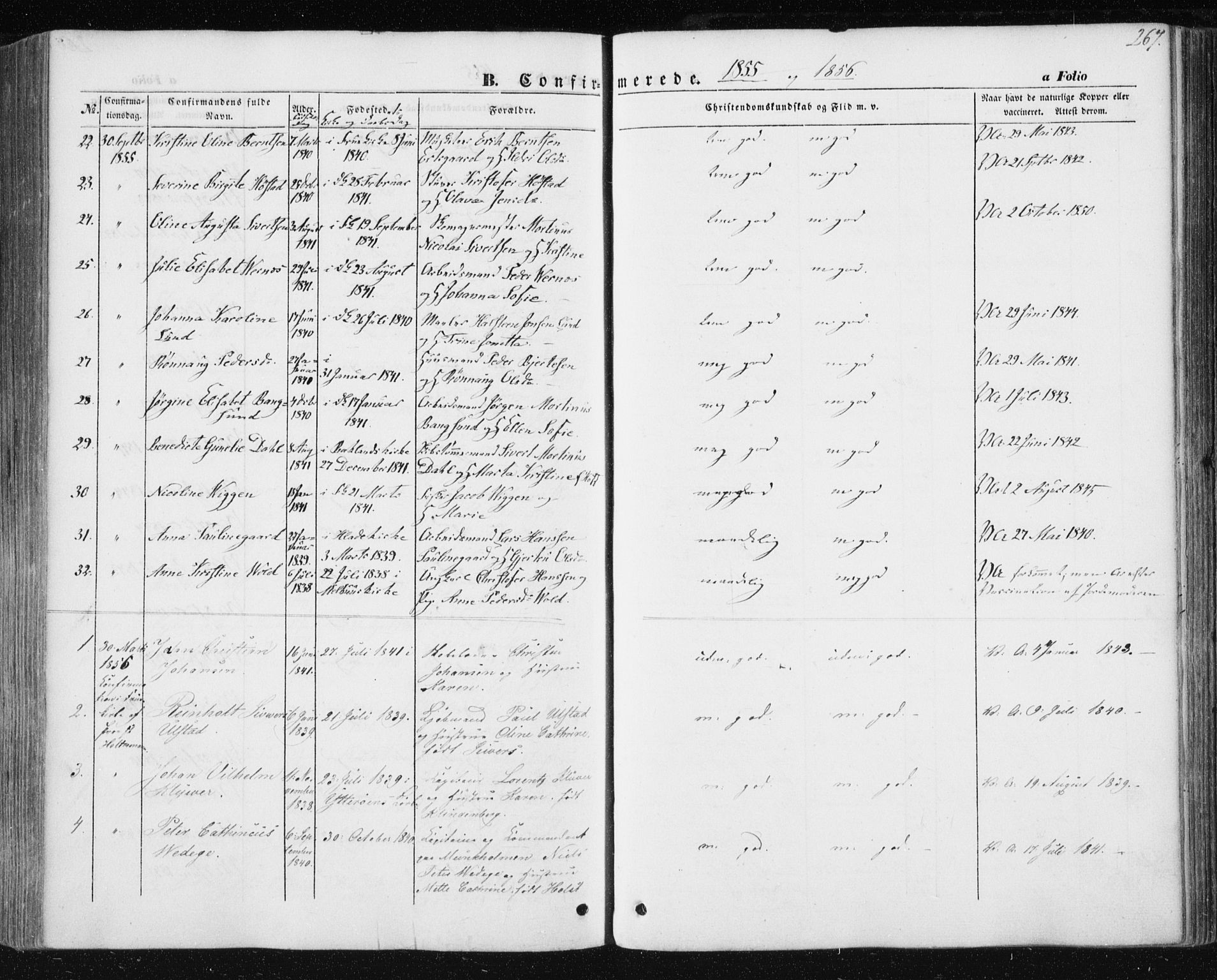 Ministerialprotokoller, klokkerbøker og fødselsregistre - Sør-Trøndelag, SAT/A-1456/602/L0112: Parish register (official) no. 602A10, 1848-1859, p. 267