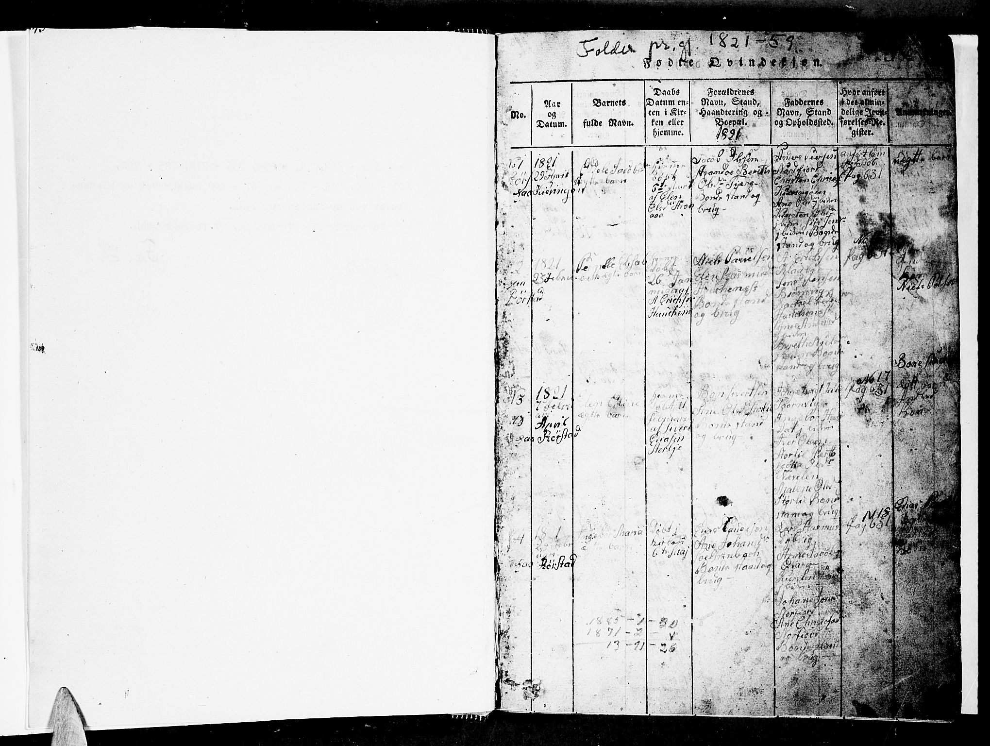 Ministerialprotokoller, klokkerbøker og fødselsregistre - Nordland, SAT/A-1459/853/L0773: Parish register (copy) no. 853C01, 1821-1859, p. 0-1