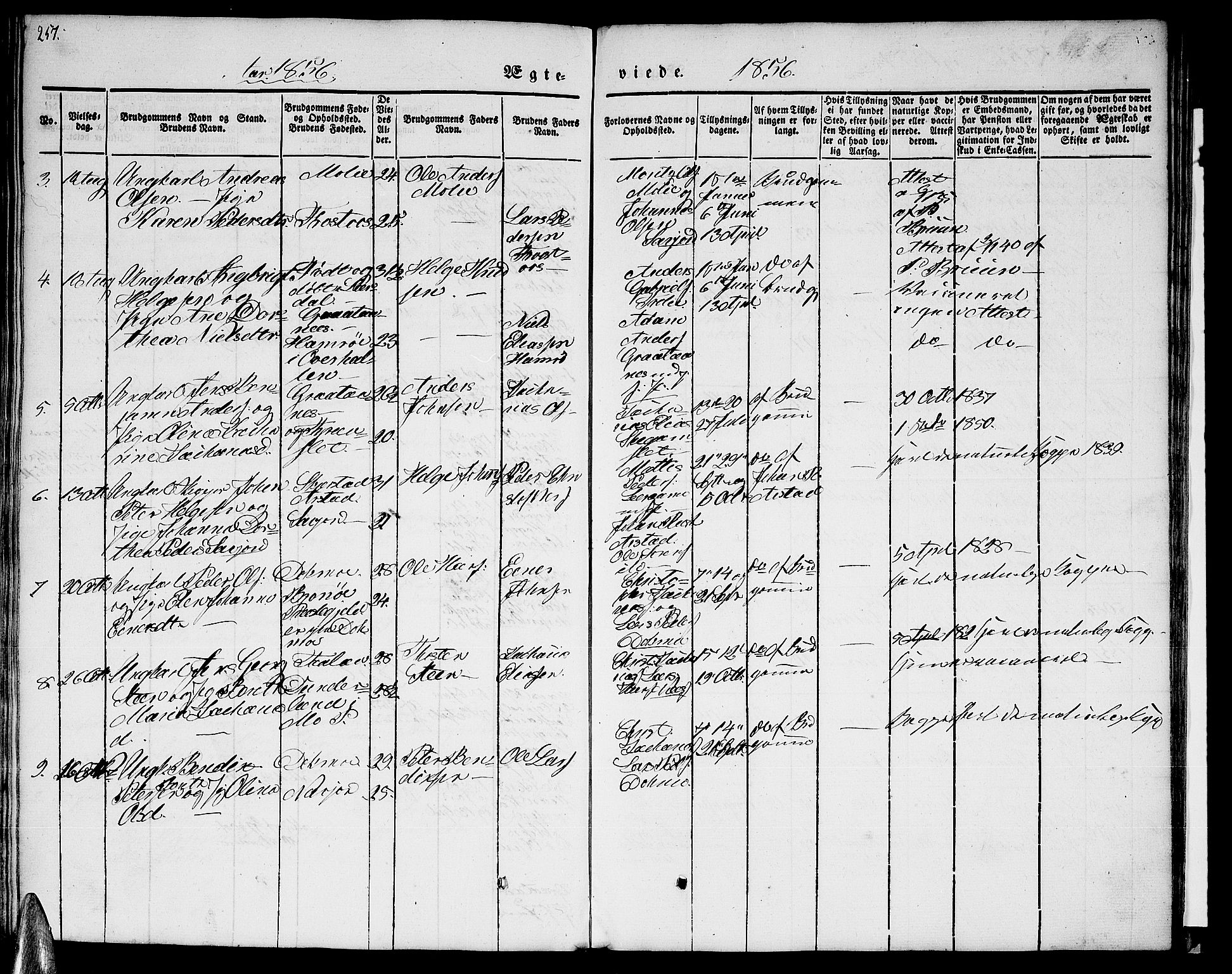 Ministerialprotokoller, klokkerbøker og fødselsregistre - Nordland, AV/SAT-A-1459/846/L0652: Parish register (copy) no. 846C02, 1841-1871, p. 257