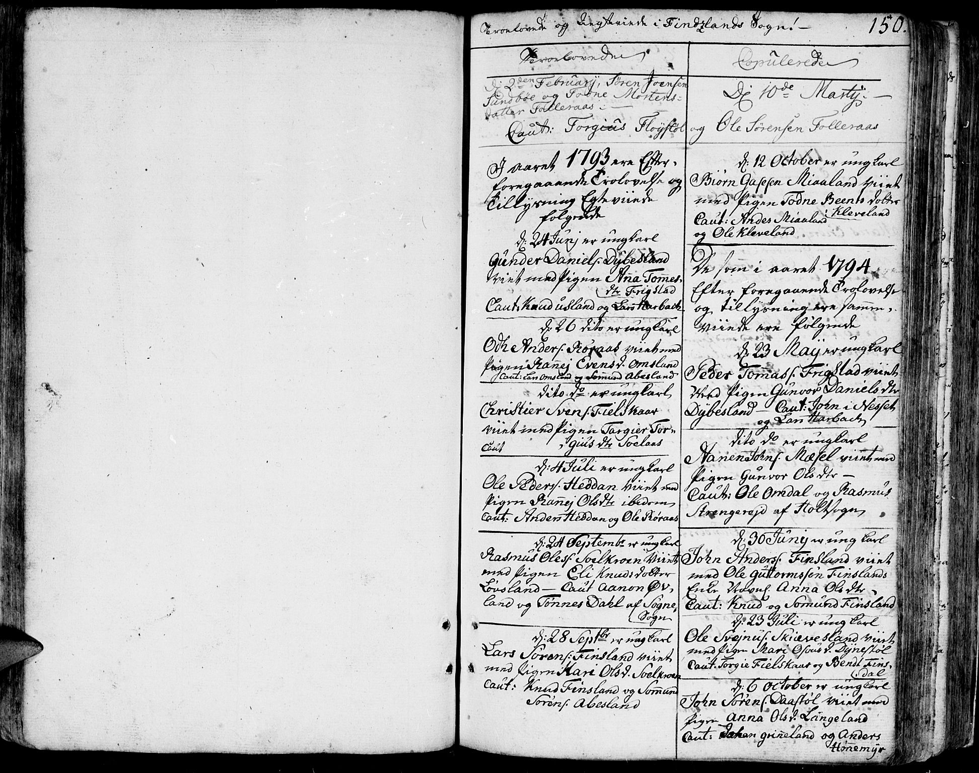 Bjelland sokneprestkontor, SAK/1111-0005/F/Fa/Faa/L0001: Parish register (official) no. A 1 /2, 1793-1815, p. 150