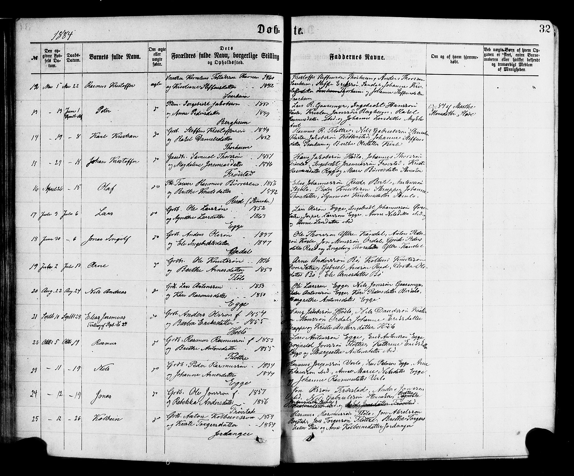Gloppen sokneprestembete, SAB/A-80101/H/Haa/Haac/L0001: Parish register (official) no. C 1, 1871-1886, p. 32