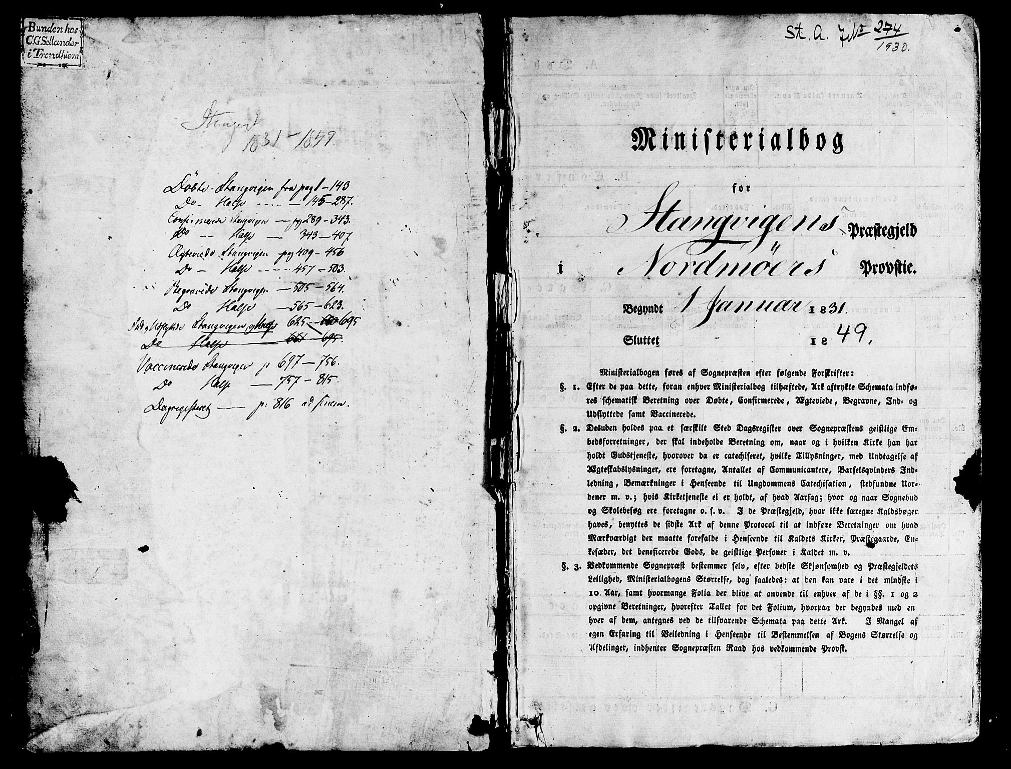 Ministerialprotokoller, klokkerbøker og fødselsregistre - Møre og Romsdal, SAT/A-1454/592/L1024: Parish register (official) no. 592A03 /1, 1831-1849