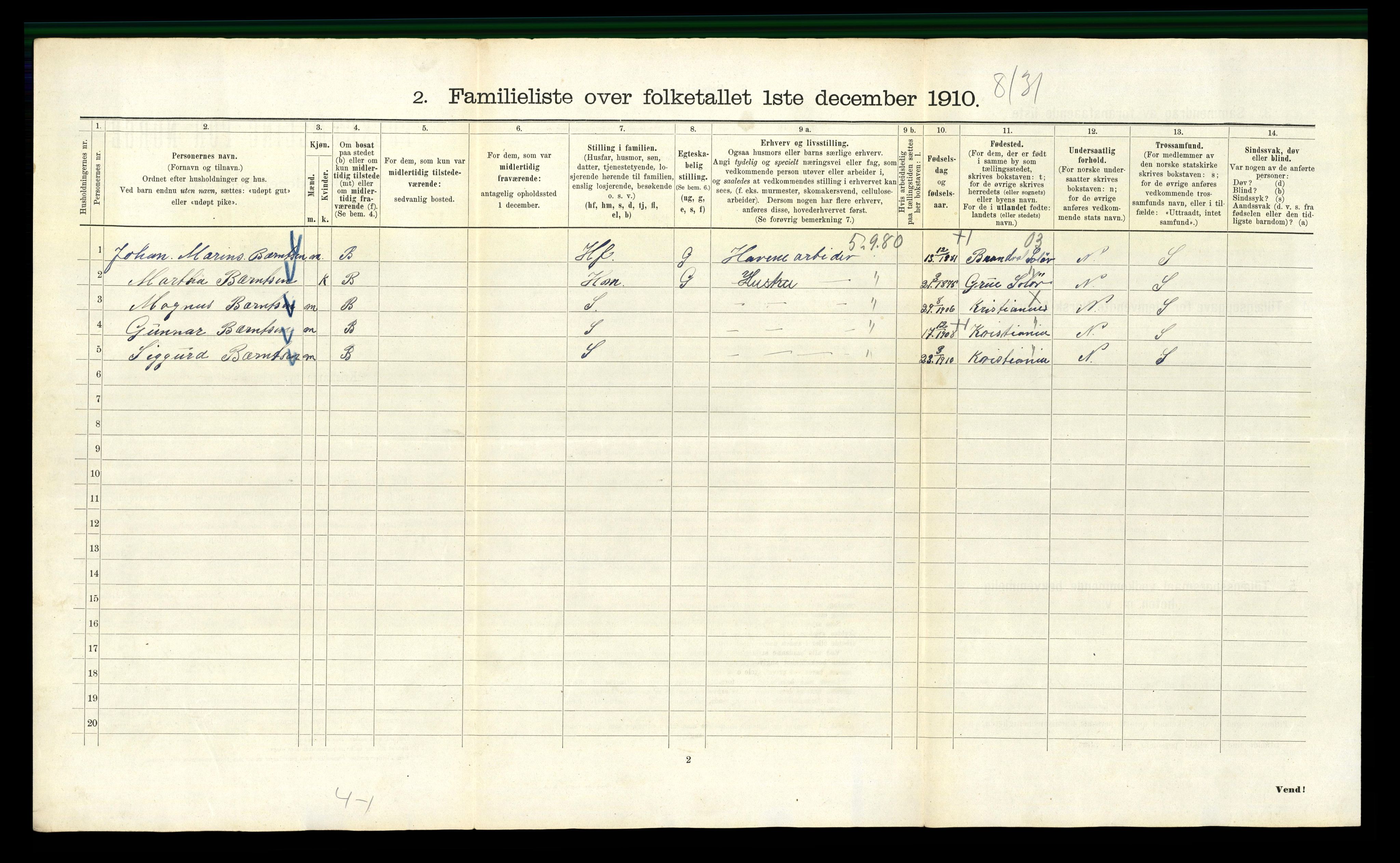 RA, 1910 census for Kristiania, 1910, p. 32542