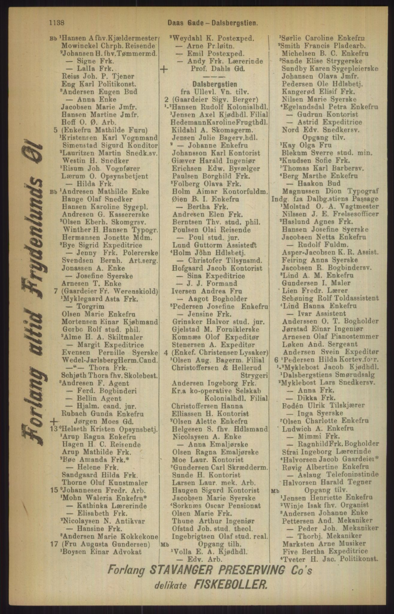 Kristiania/Oslo adressebok, PUBL/-, 1911, p. 1138