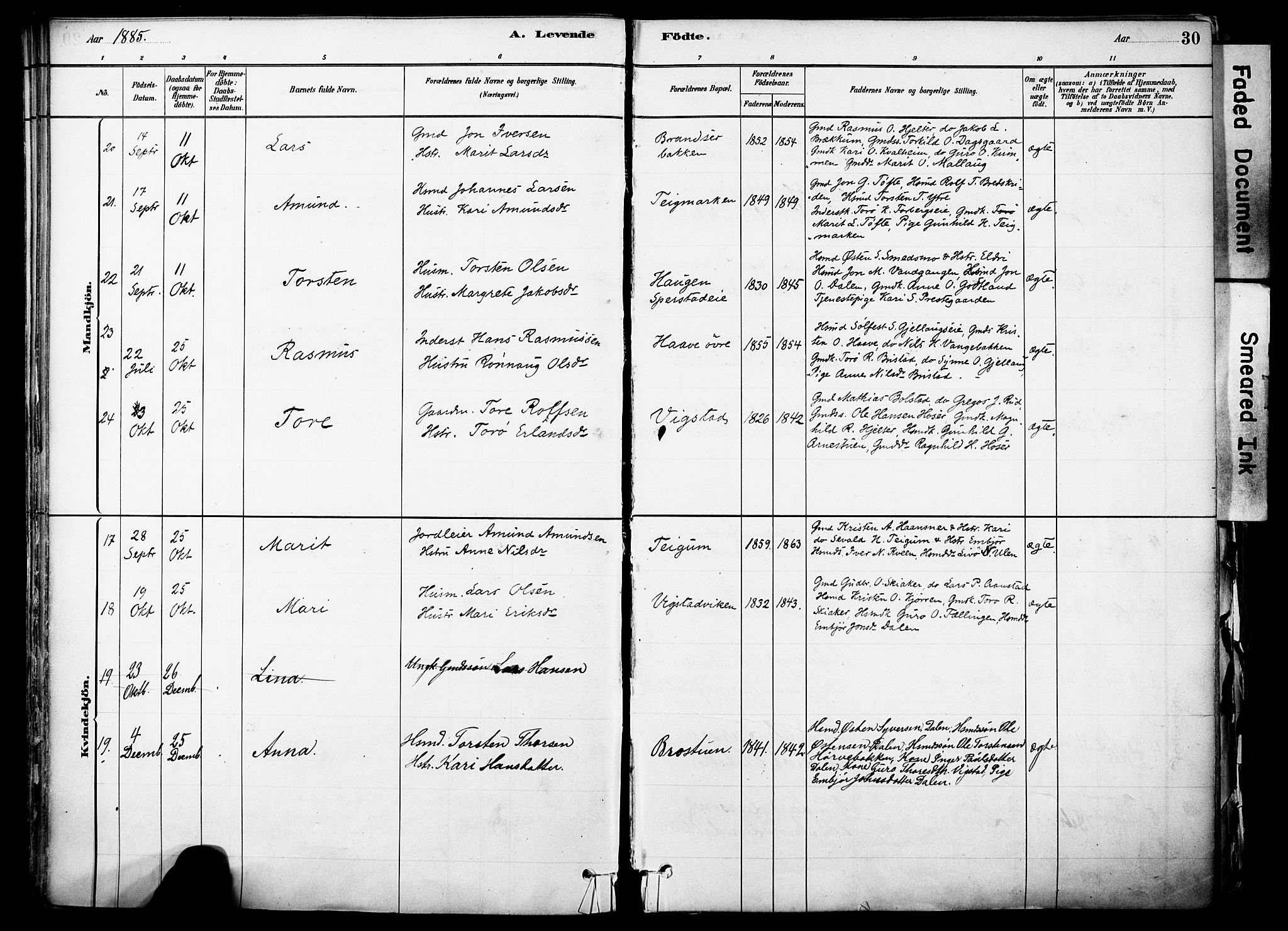 Skjåk prestekontor, SAH/PREST-072/H/Ha/Haa/L0003: Parish register (official) no. 3, 1880-1907, p. 30