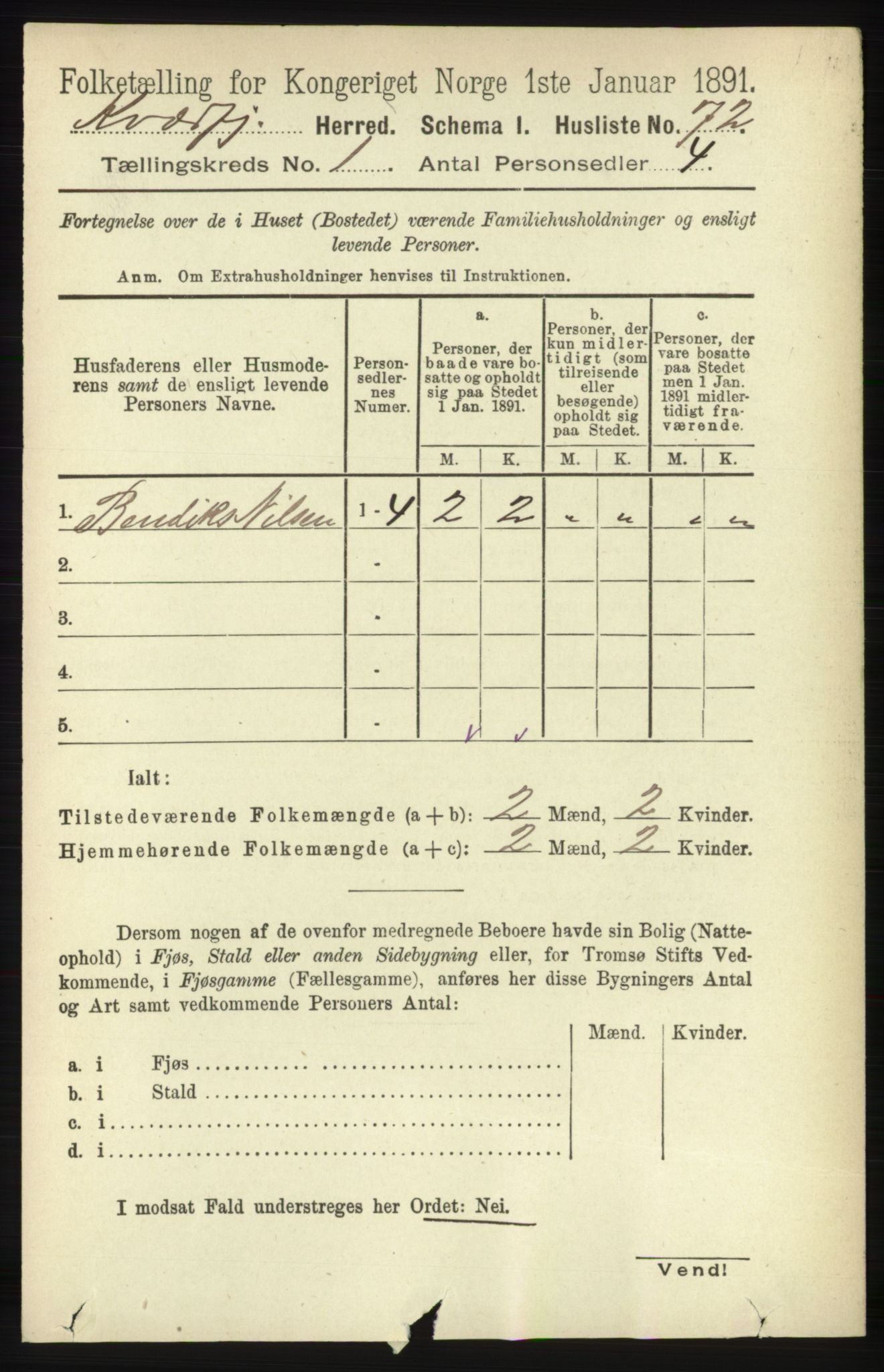 RA, 1891 census for 1911 Kvæfjord, 1891, p. 92