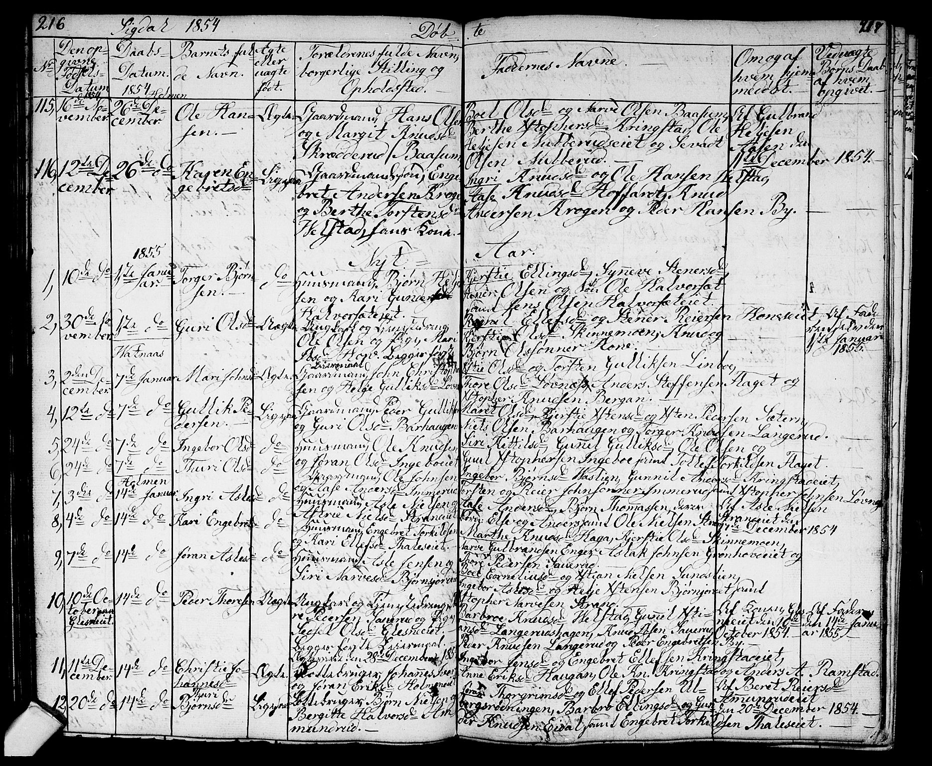 Sigdal kirkebøker, AV/SAKO-A-245/G/Ga/L0002: Parish register (copy) no. I 2, 1835-1856, p. 216-217