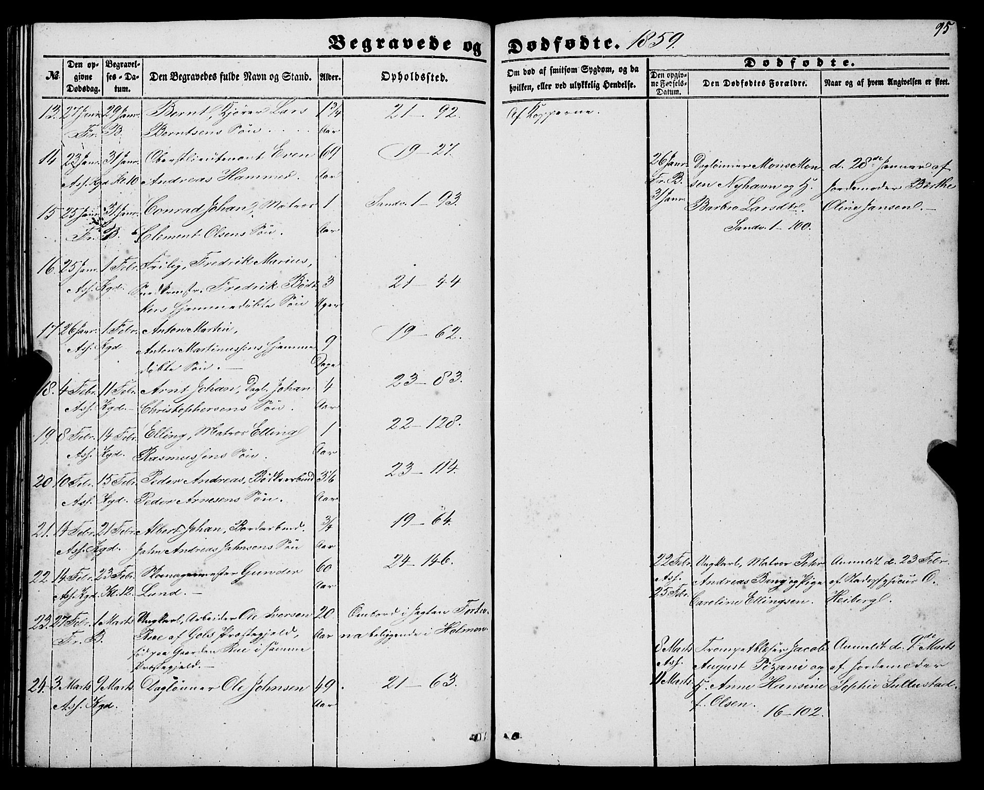 Korskirken sokneprestembete, AV/SAB-A-76101/H/Haa: Parish register (official) no. E 2, 1848-1862, p. 95