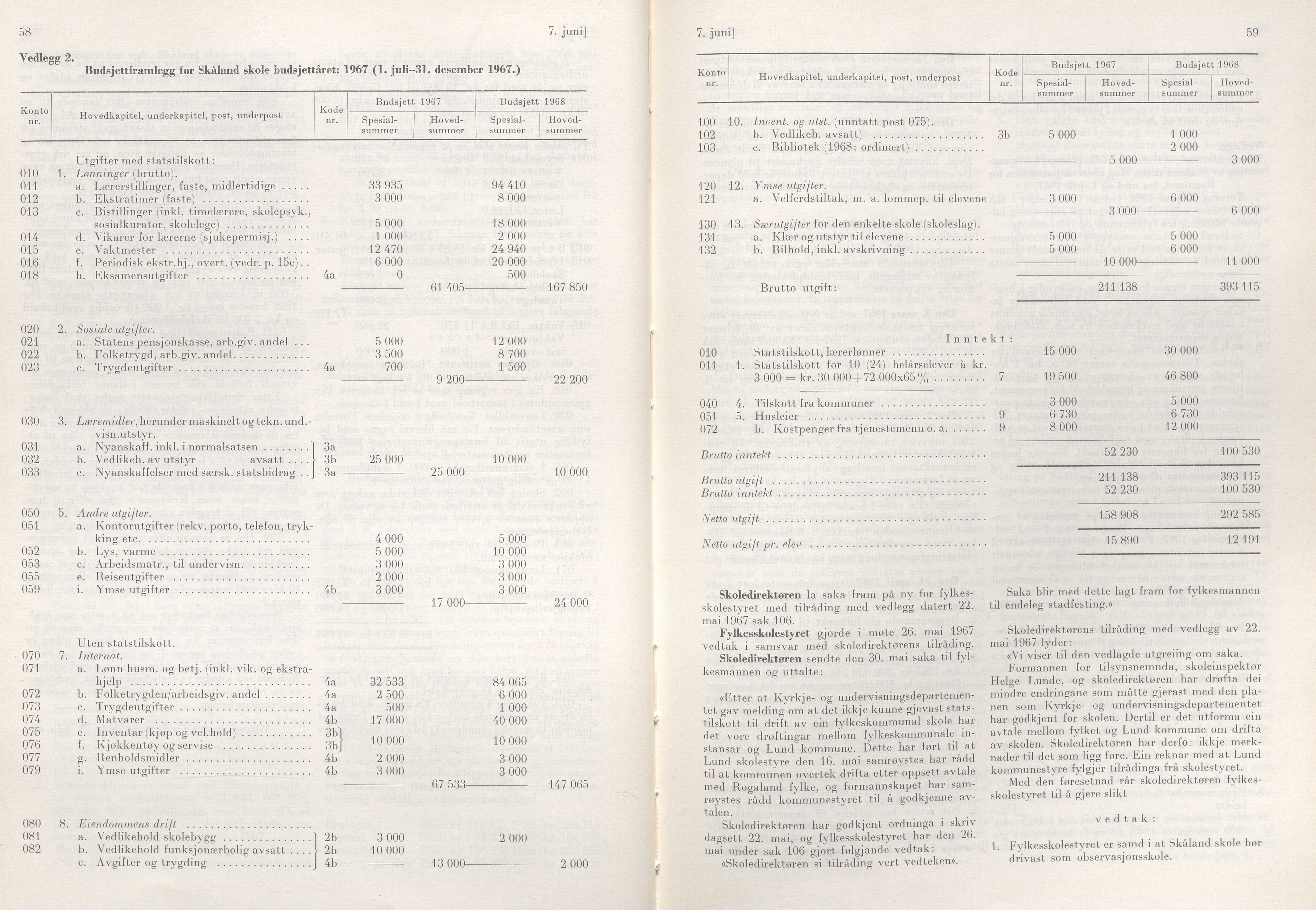 Rogaland fylkeskommune - Fylkesrådmannen , IKAR/A-900/A/Aa/Aaa/L0087: Møtebok , 1967, p. 58-59