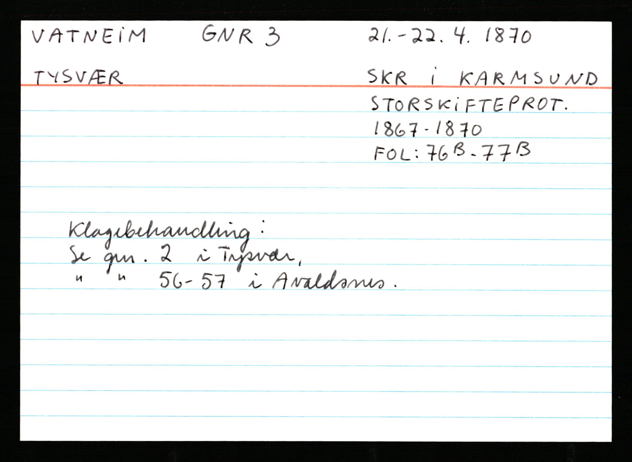 Statsarkivet i Stavanger, AV/SAST-A-101971/03/Y/Ym/L0065: Åstedskort sortert etter gårdsnavn: Vatland - Vervig, 1600-1950, p. 100