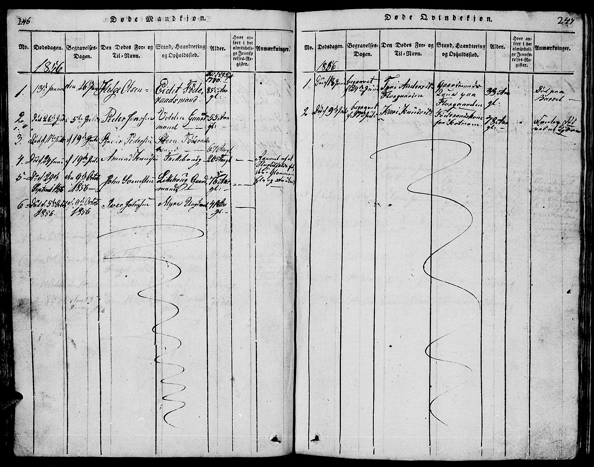 Tolga prestekontor, AV/SAH-PREST-062/L/L0001: Parish register (copy) no. 1, 1814-1877, p. 246-247