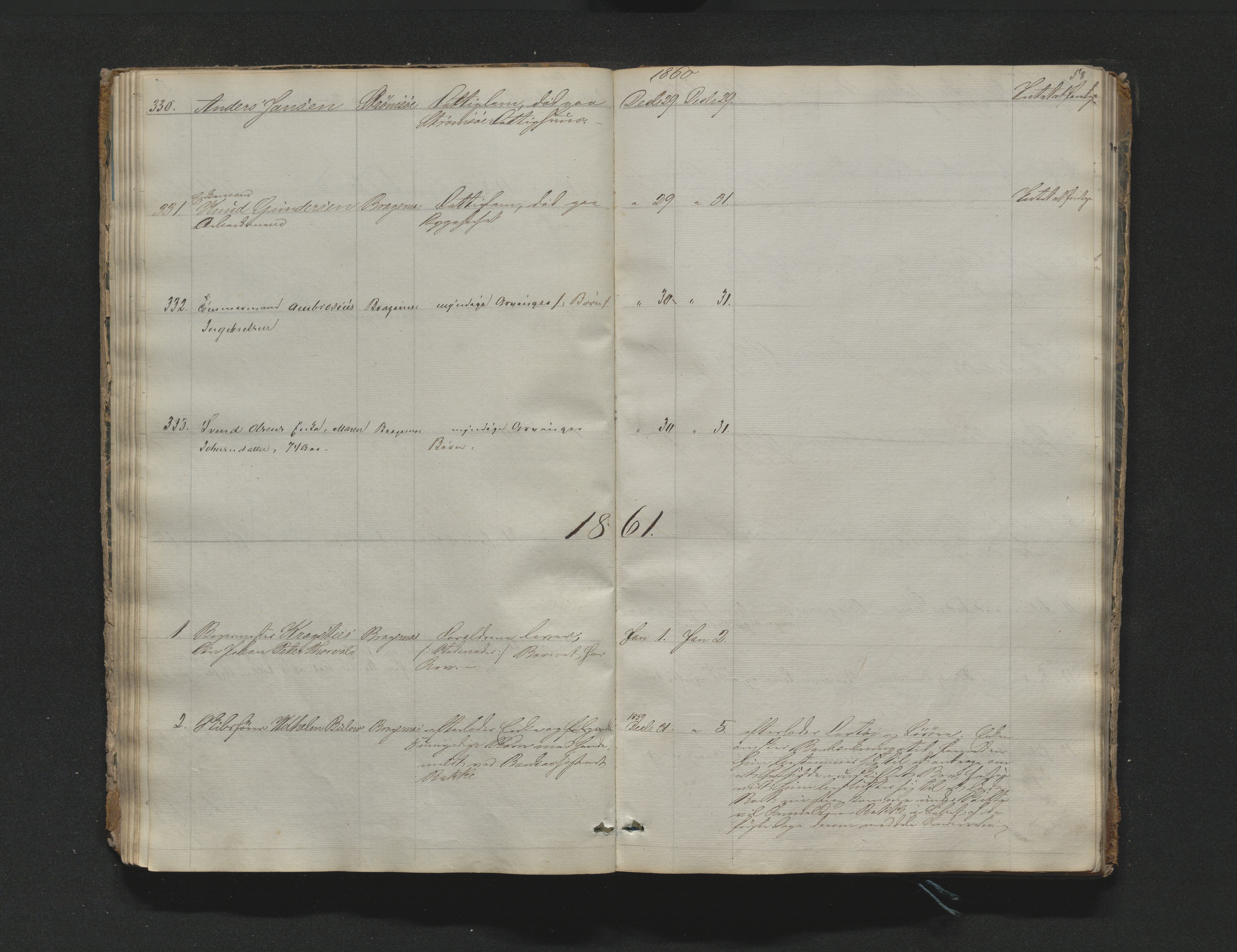 Drammen byfogd, AV/SAKO-A-222/H/Ha/Haa/L0001: Dødsjournal , 1858-1863, p. 58