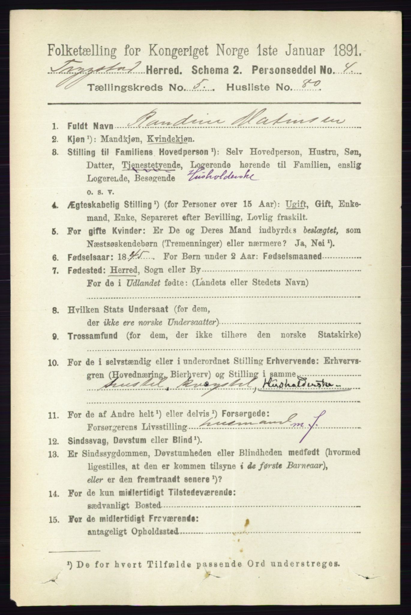 RA, 1891 Census for 0122 Trøgstad, 1891, p. 2420