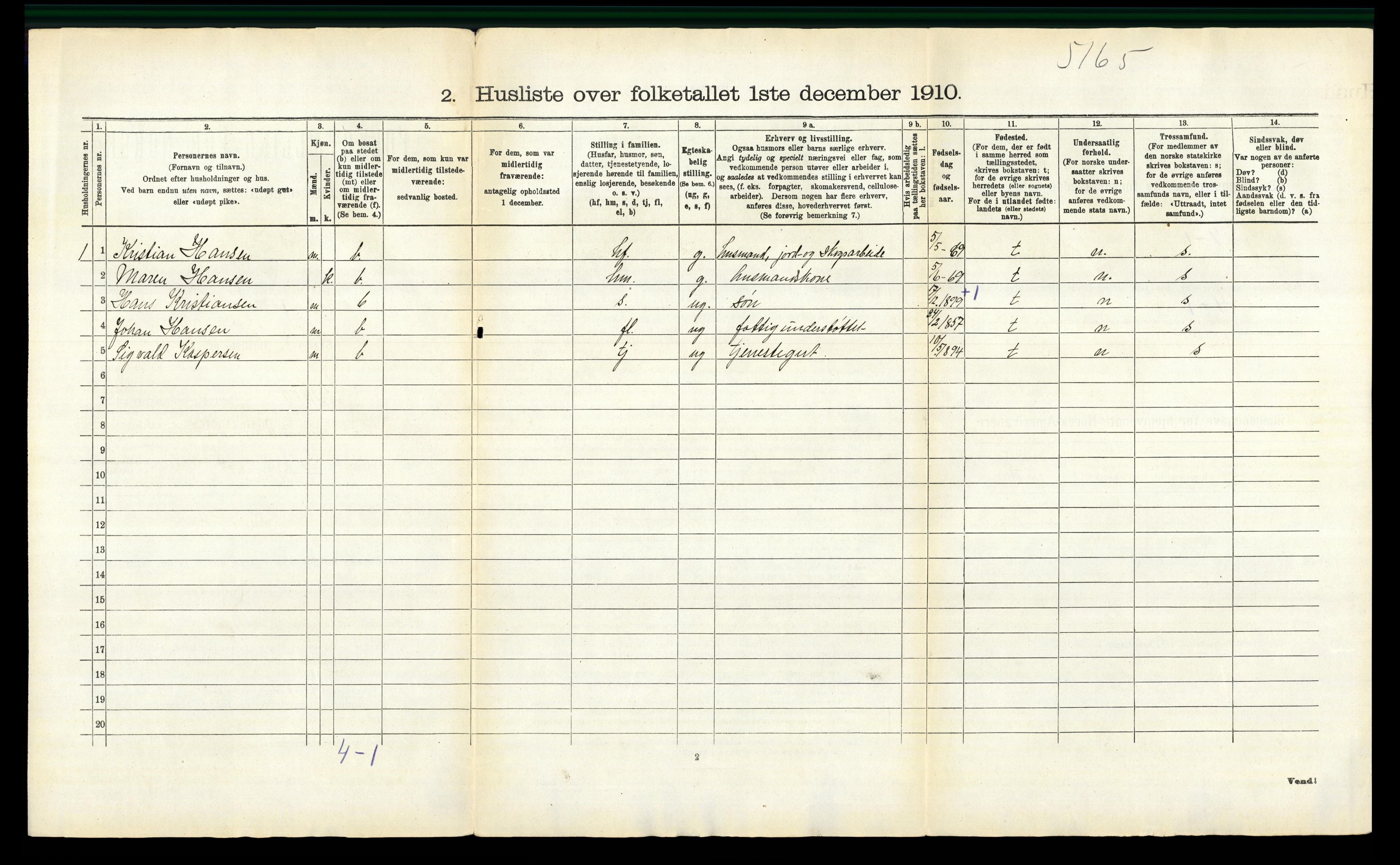 RA, 1910 census for Aurskog, 1910, p. 52