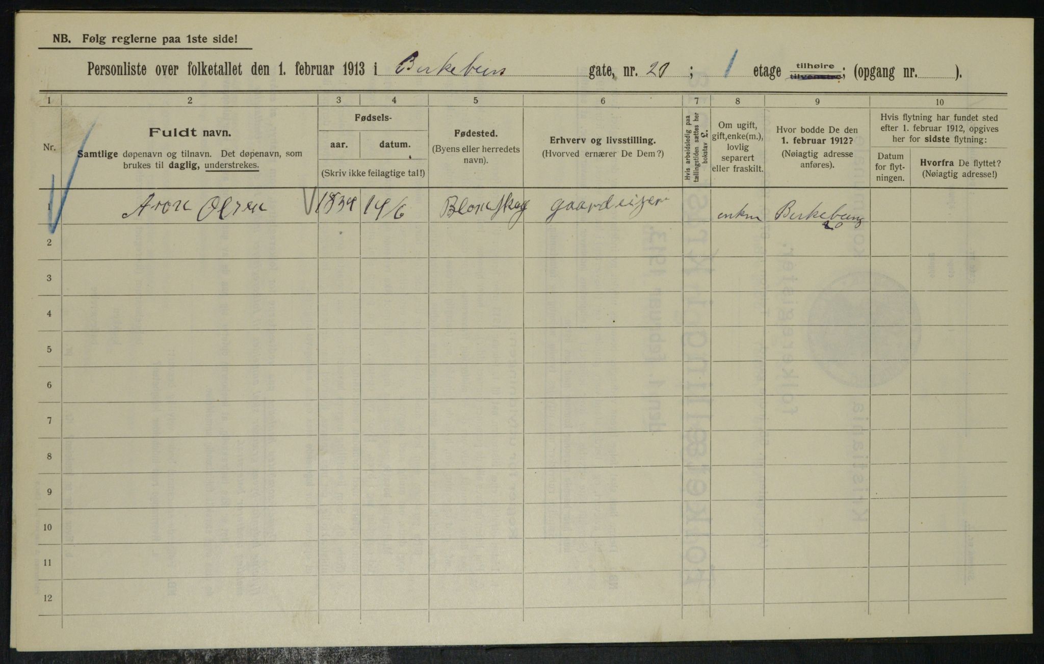 OBA, Municipal Census 1913 for Kristiania, 1913, p. 4872