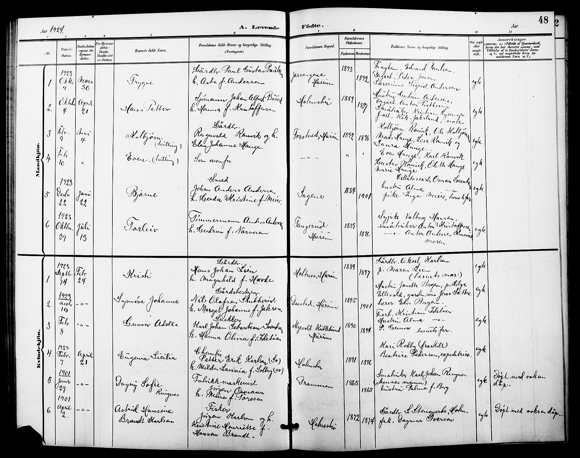 Hurum kirkebøker, SAKO/A-229/G/Gc/L0001: Parish register (copy) no. III 1, 1901-1925, p. 48