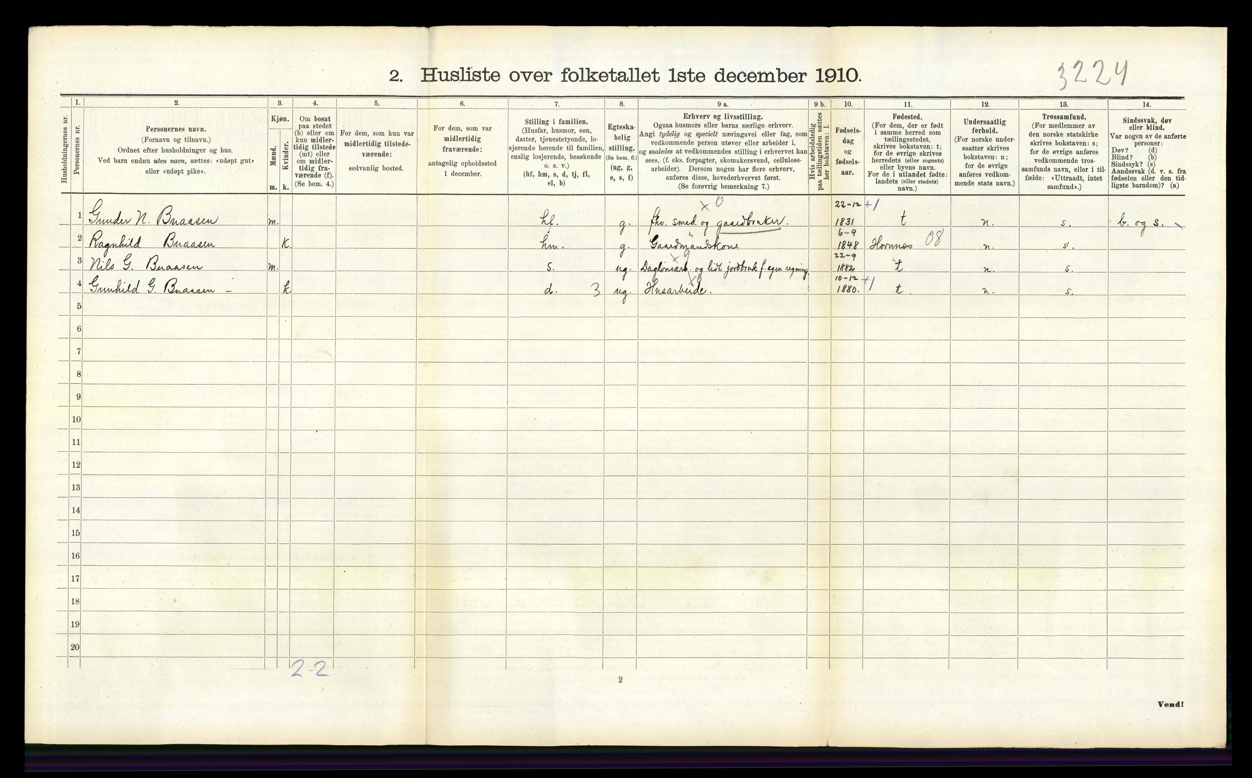 RA, 1910 census for Hægeland, 1910, p. 171