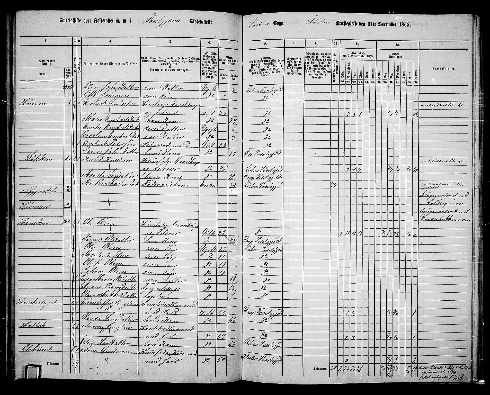 RA, 1865 census for Løten, 1865, p. 101