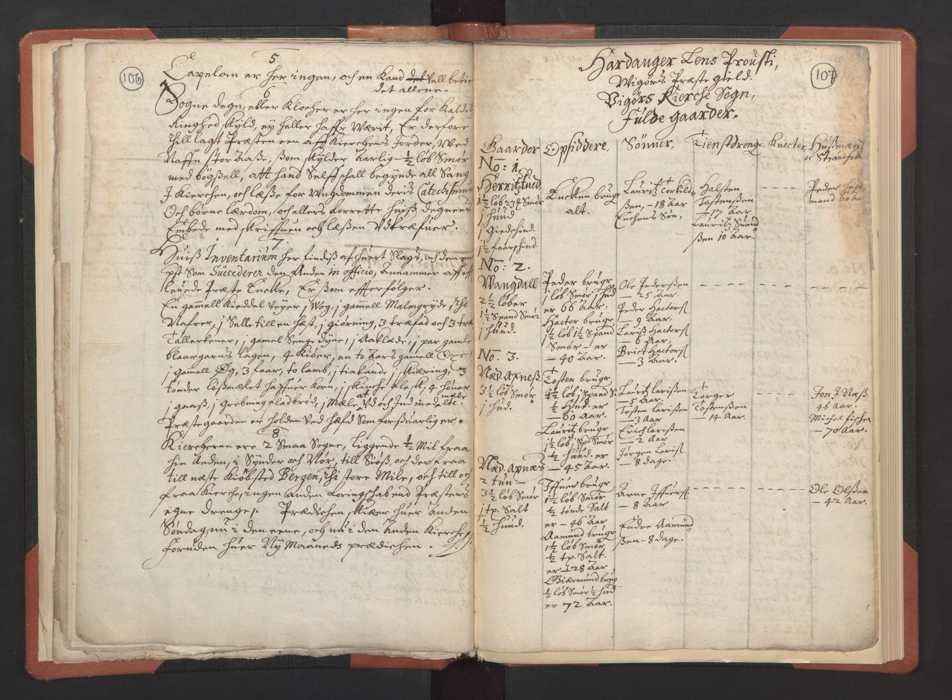 RA, Vicar's Census 1664-1666, no. 21: Hardanger deanery, 1664-1666, p. 106-107