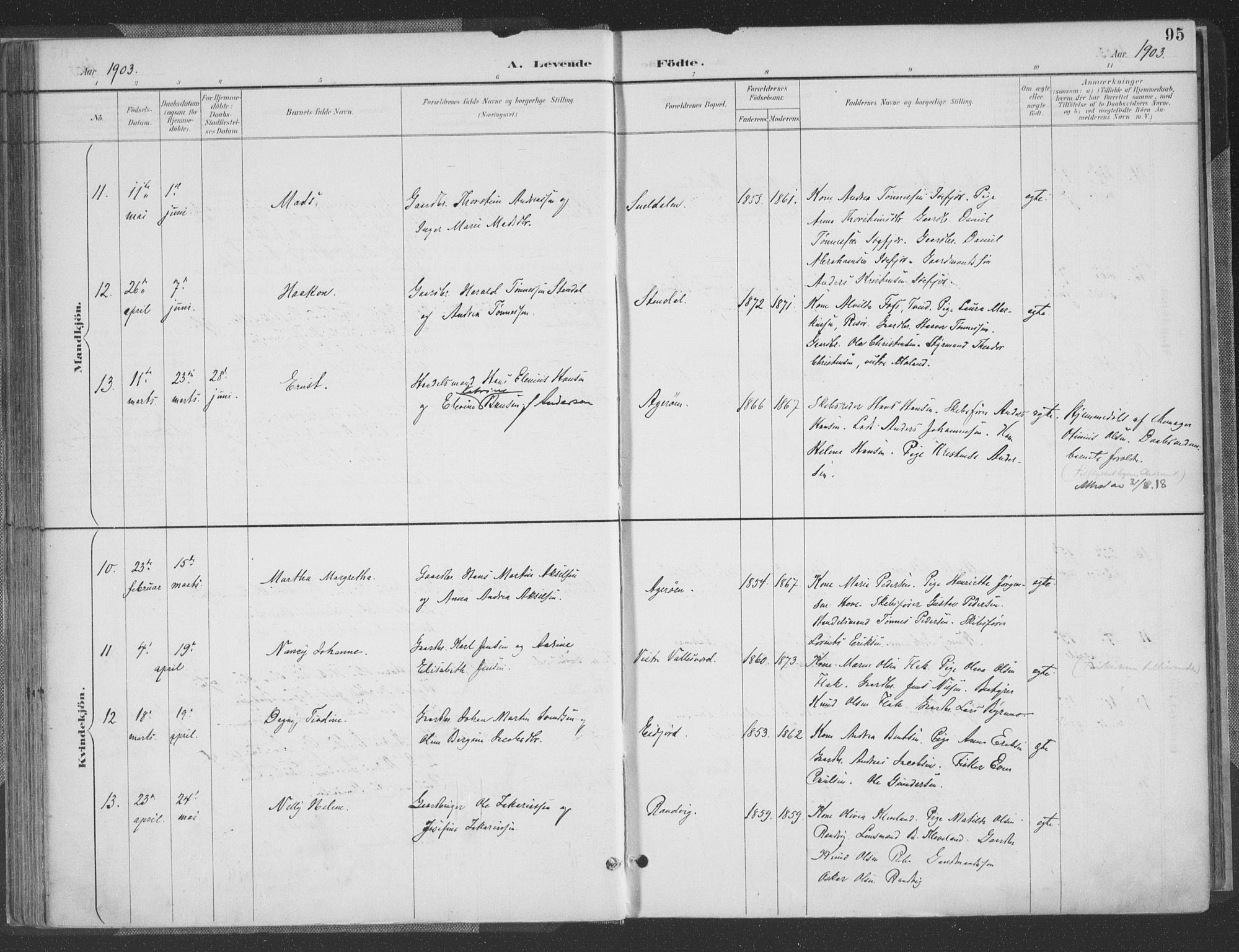 Høvåg sokneprestkontor, AV/SAK-1111-0025/F/Fa/L0006: Parish register (official) no. A 6, 1894-1923, p. 95