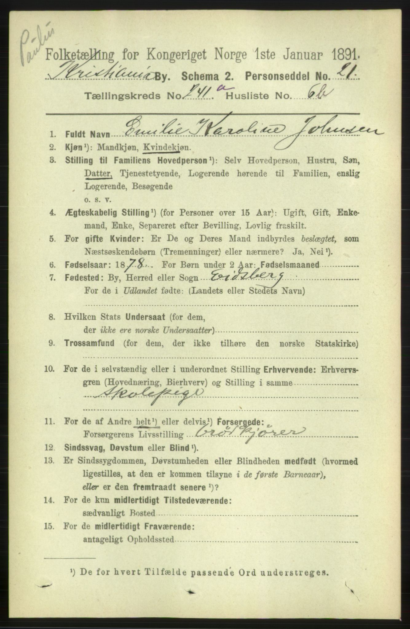 RA, 1891 census for 0301 Kristiania, 1891, p. 141940