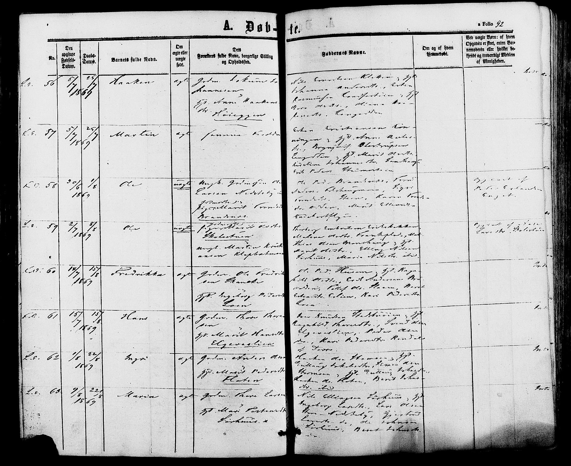 Alvdal prestekontor, AV/SAH-PREST-060/H/Ha/Haa/L0001: Parish register (official) no. 1, 1863-1882, p. 92